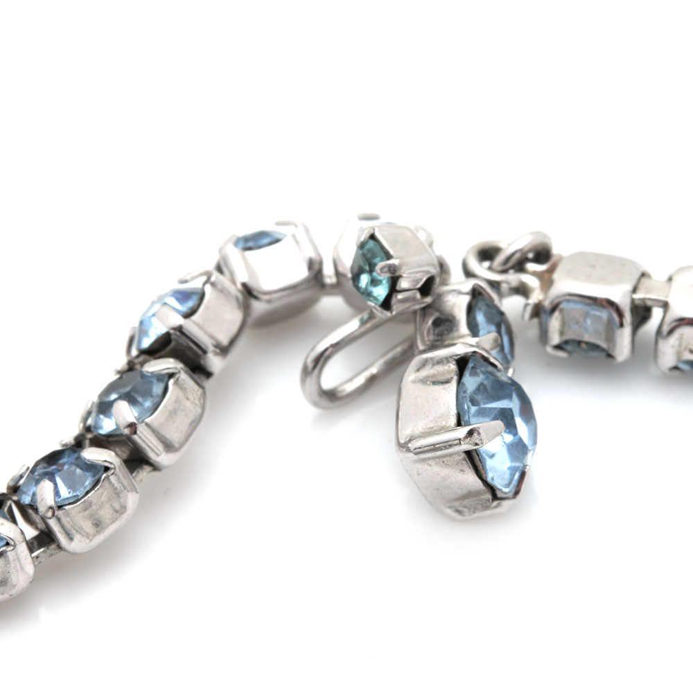 Vintage Blue Rhinestone Demi Parure