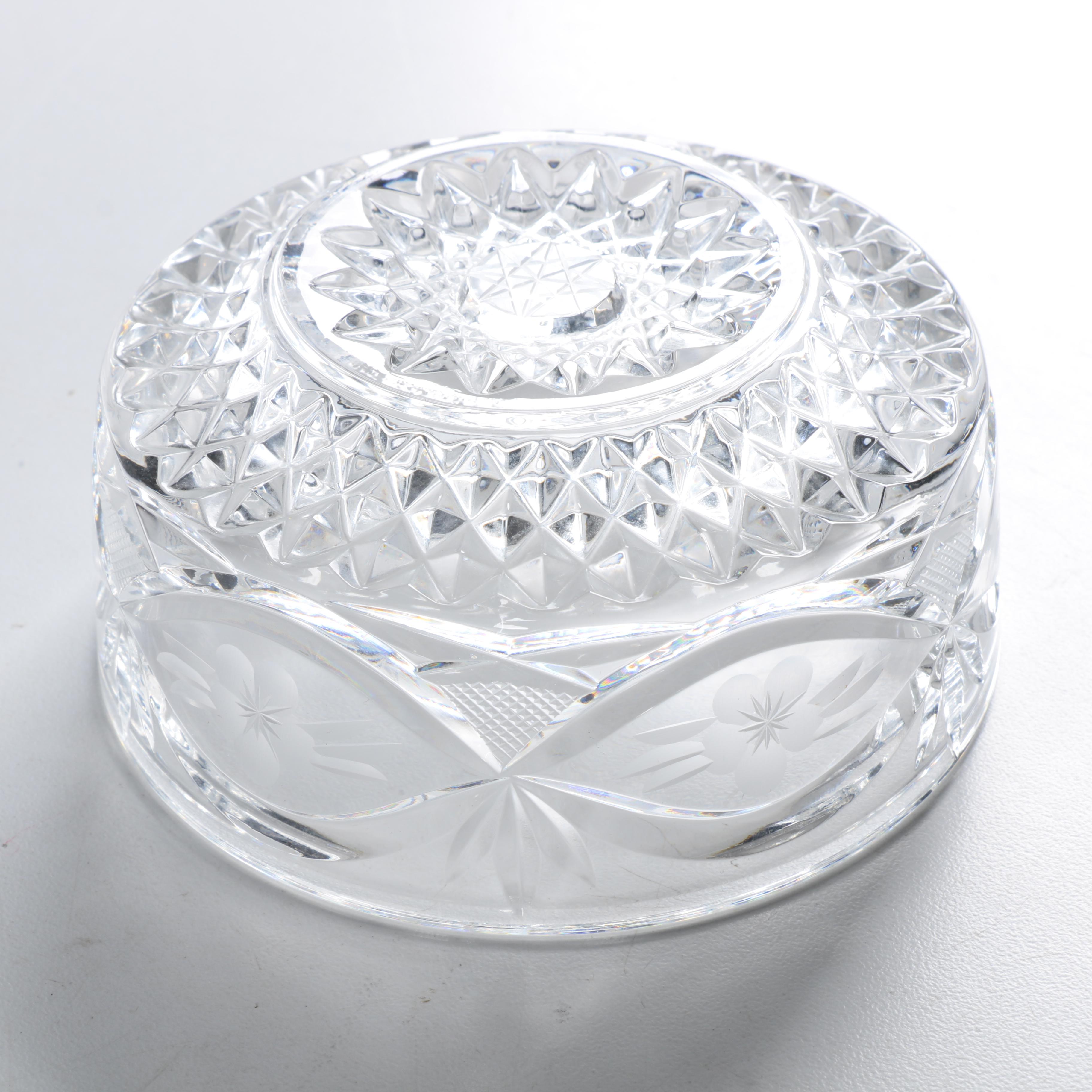 Decorative Gold-Tone Rimmed Glass Plates with Glass Bowl