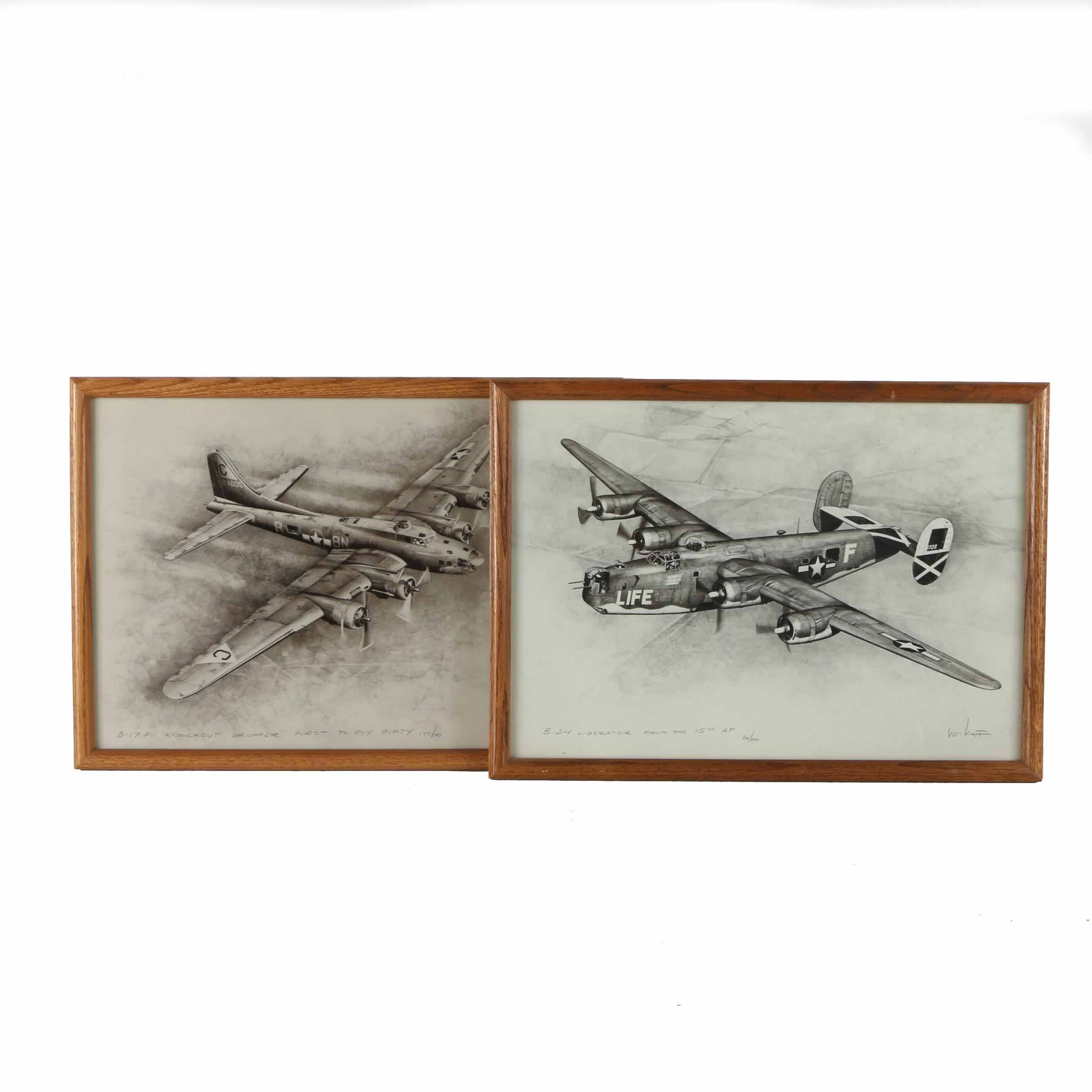 Two Signed Limited Edition Offset Lithographs of Planes