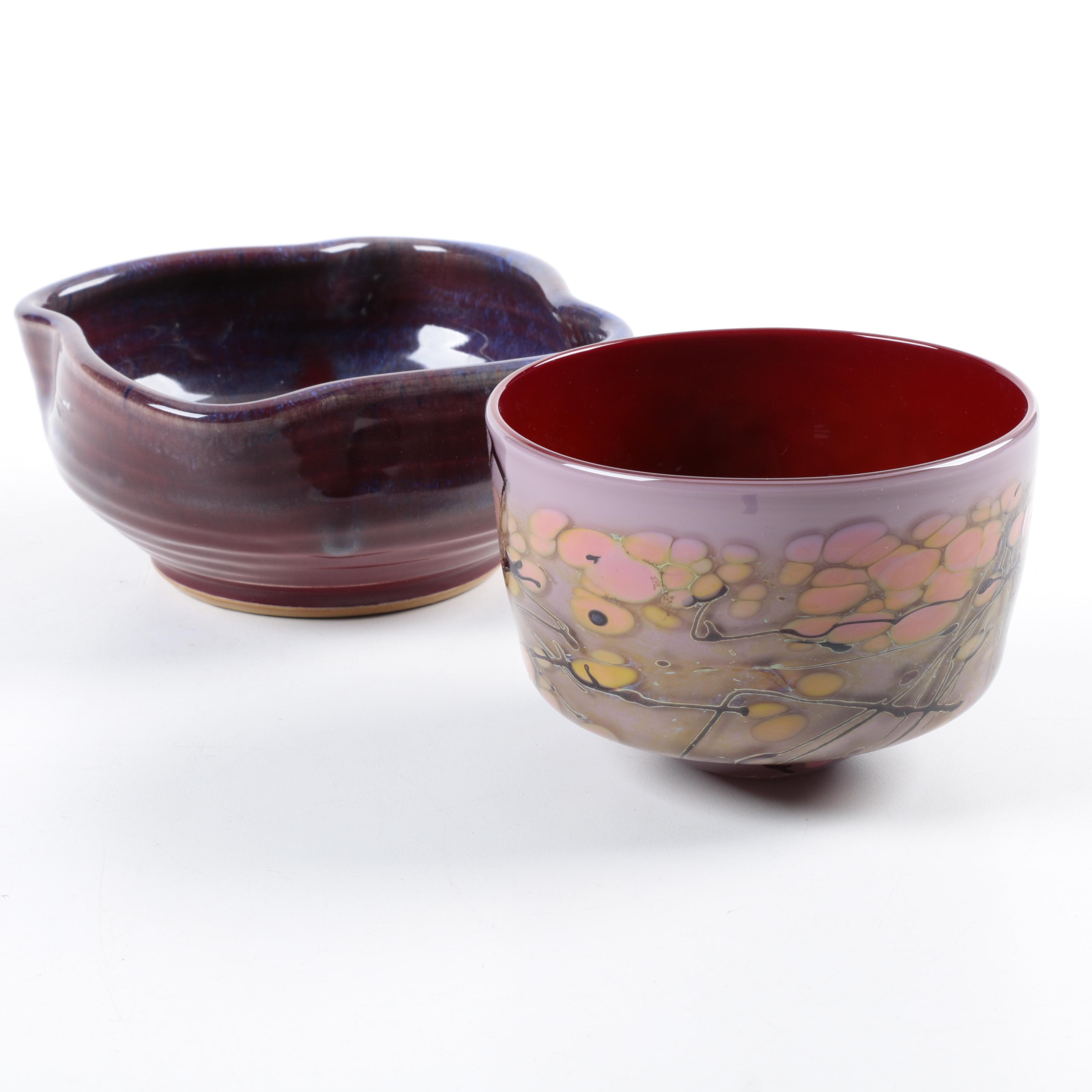 Stoneware and Art Glass Bowls
