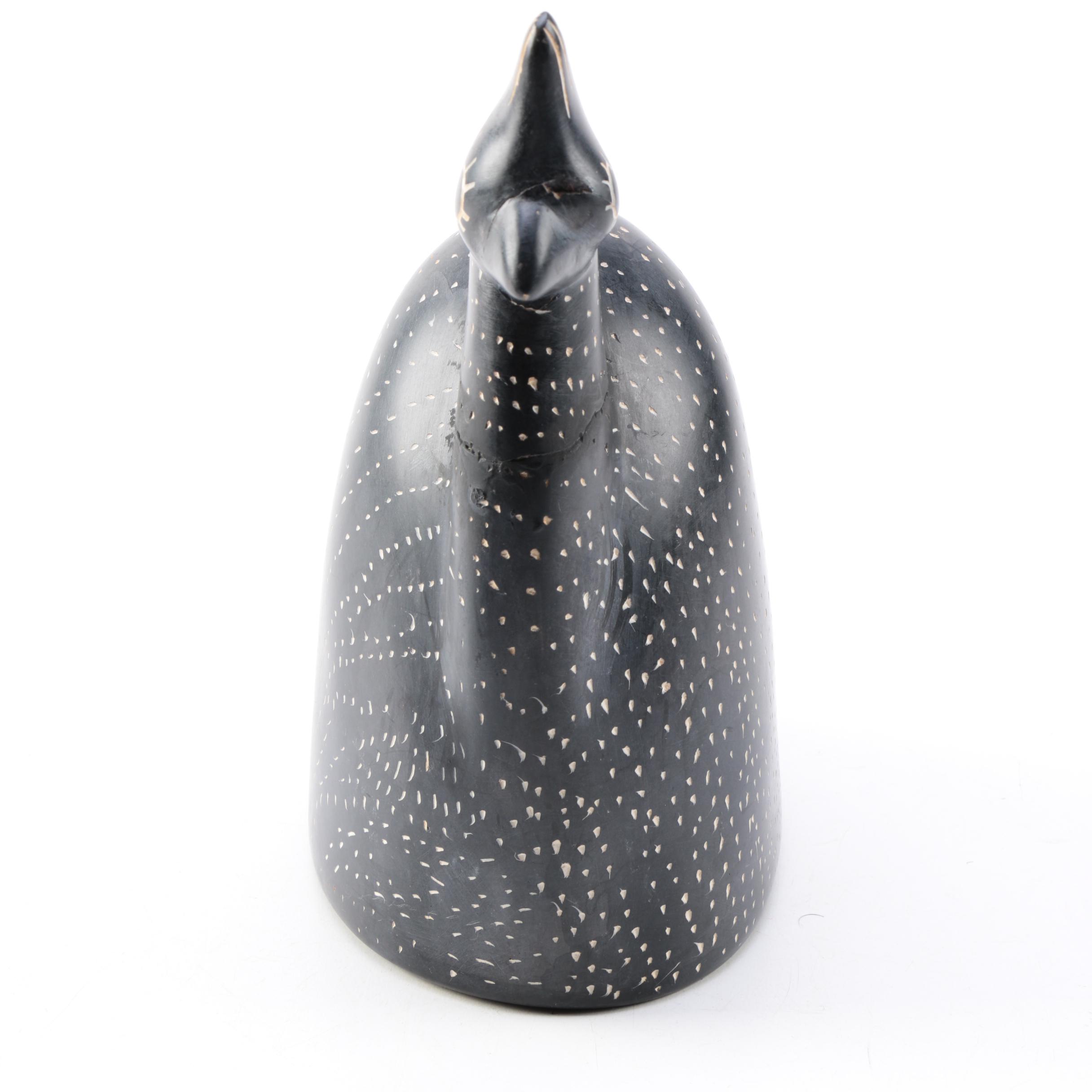 Kenyan Kisii Carved Stone Guinnea Fowl Figures