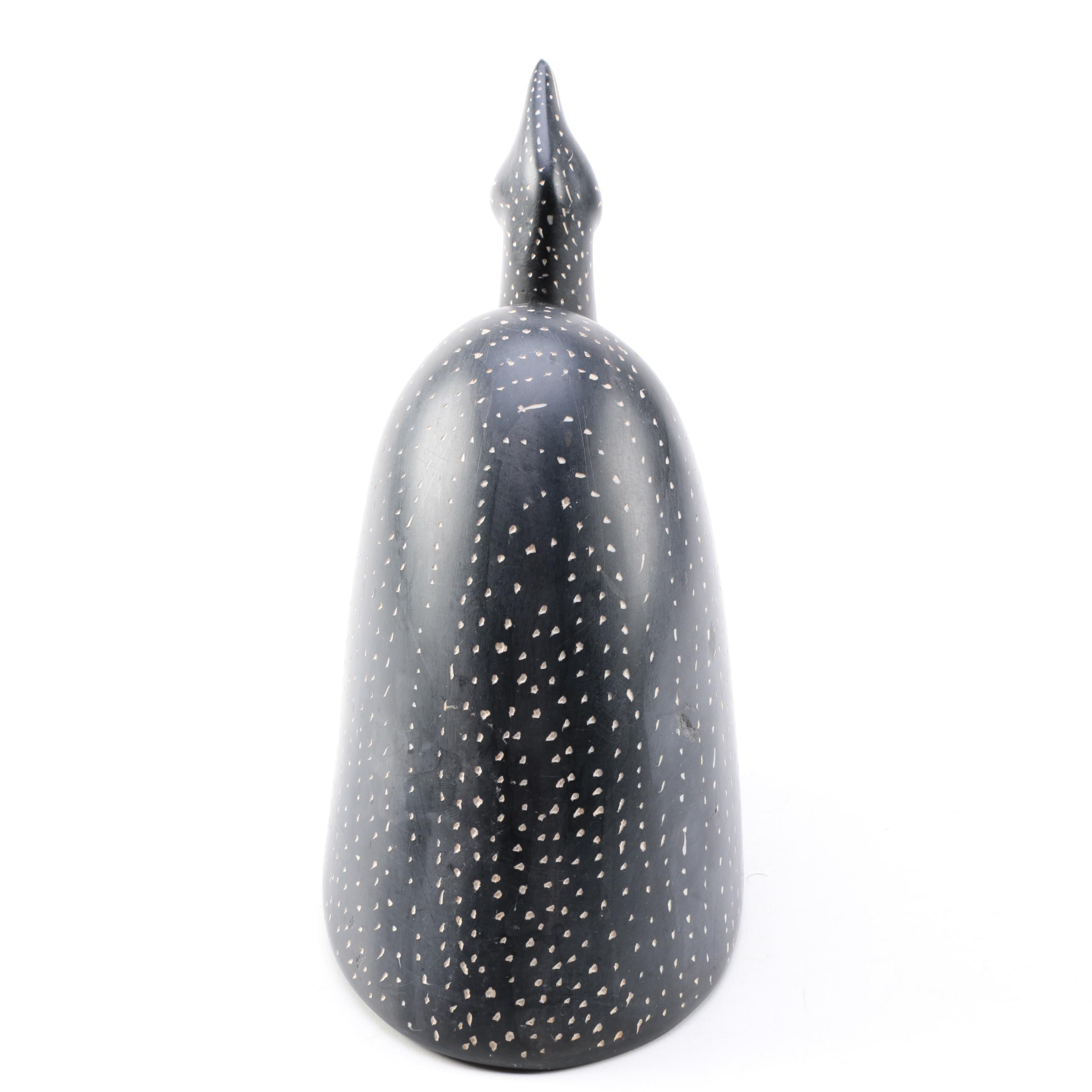 Kenyan Kisii Carved Stone Guinnea Fowl Figures