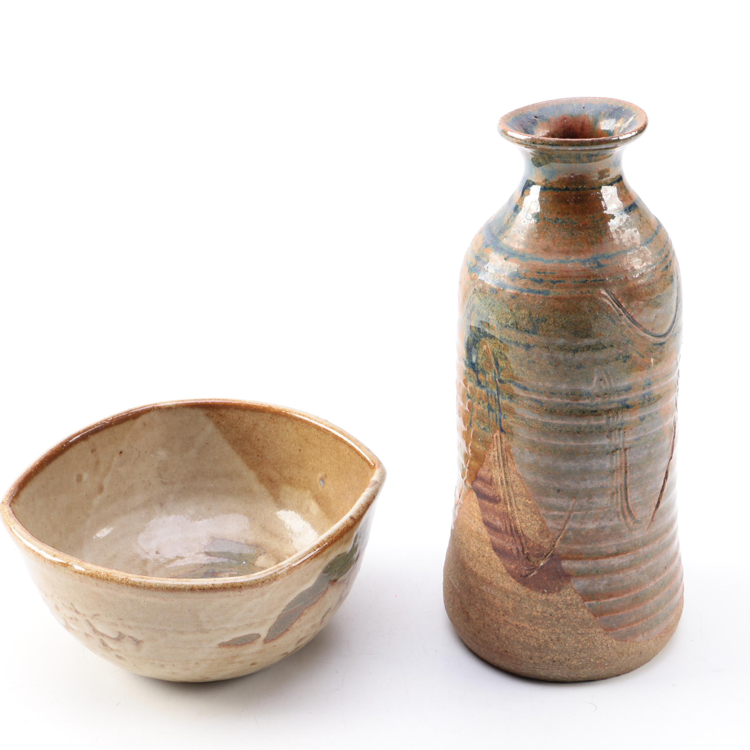 Hand Thrown Stoneware Bowl and Vase