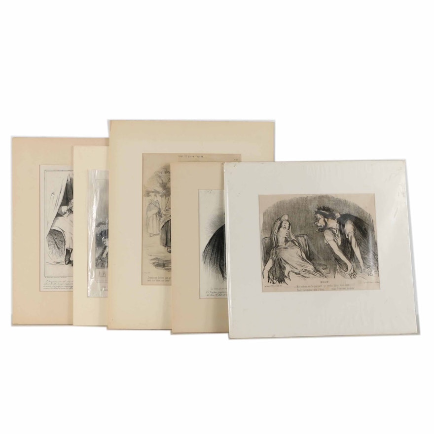 Collection of Honore Daumier Lithographs on Paper