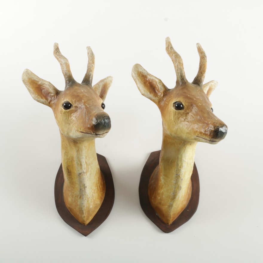 Pair of Paper Mache Trophy Antelope