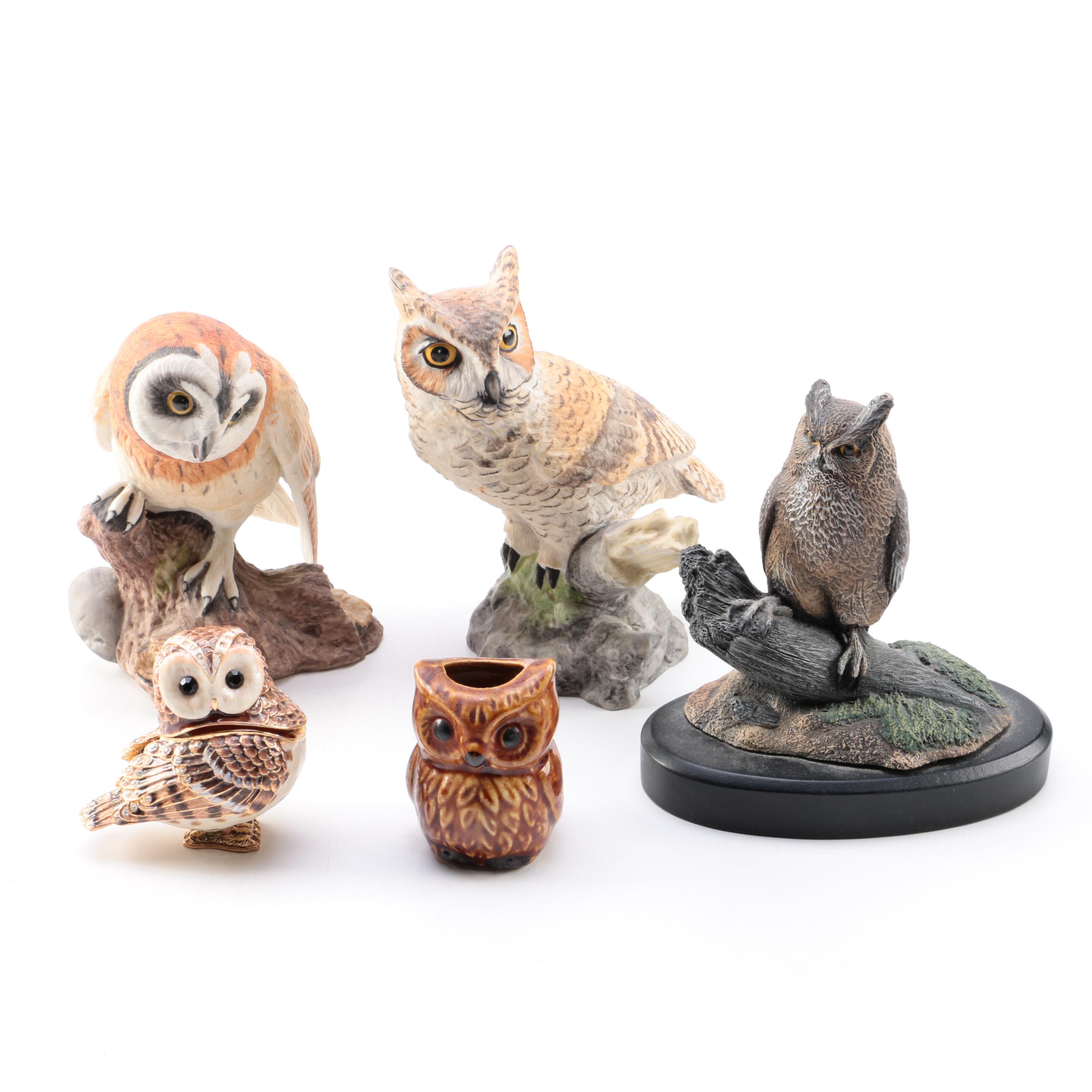 Owl Figurines Including Boehm "American Owl Collection" Figures