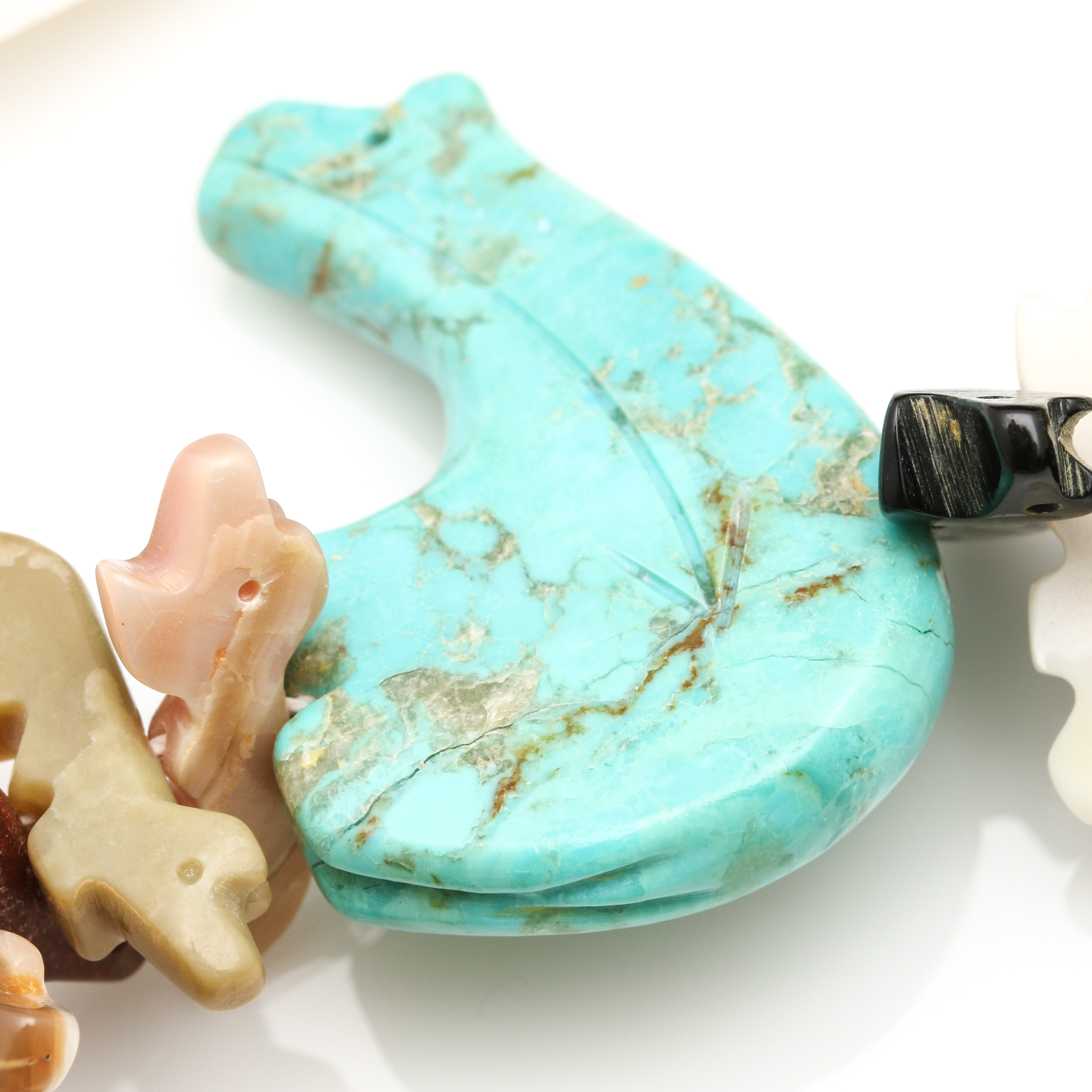 Raymond Gasper Necklace With Serling Silver Zuni Fetish Earrings