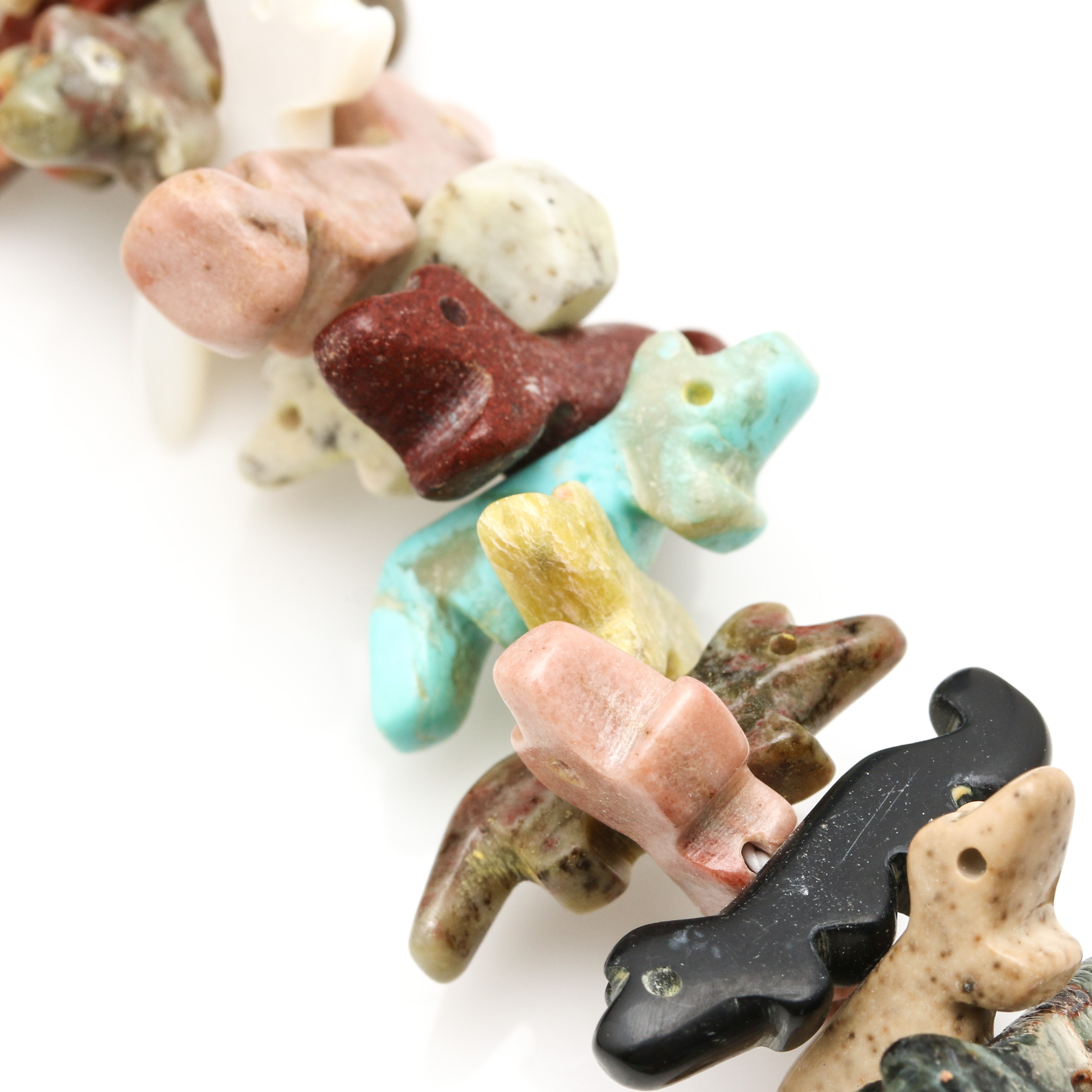 Raymond Gasper Necklace With Serling Silver Zuni Fetish Earrings