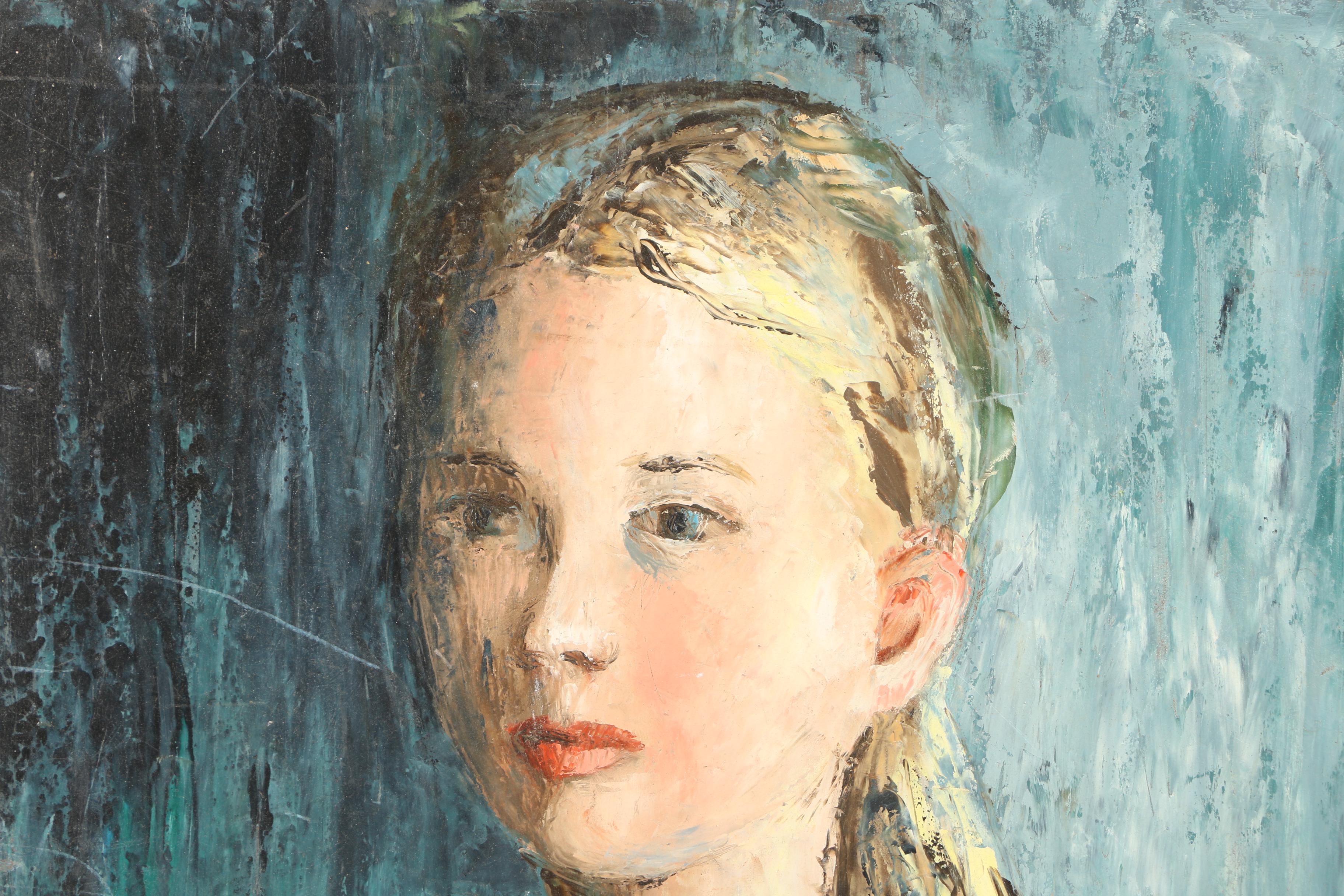 E. F. Vaughan 1964 Oil Portrait Painting on Masonite