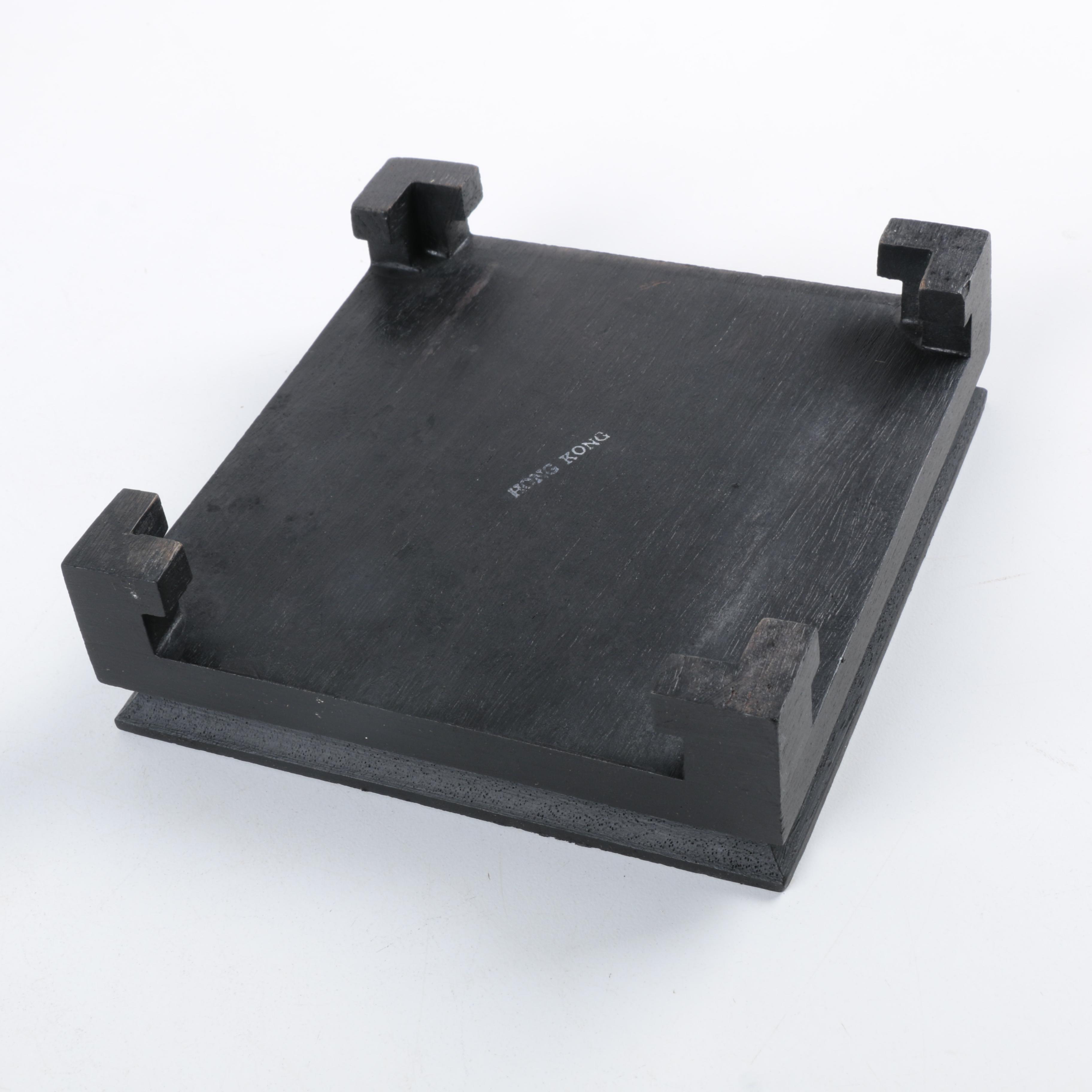 Abstract Glass Sculpture Decor With Wooden Base