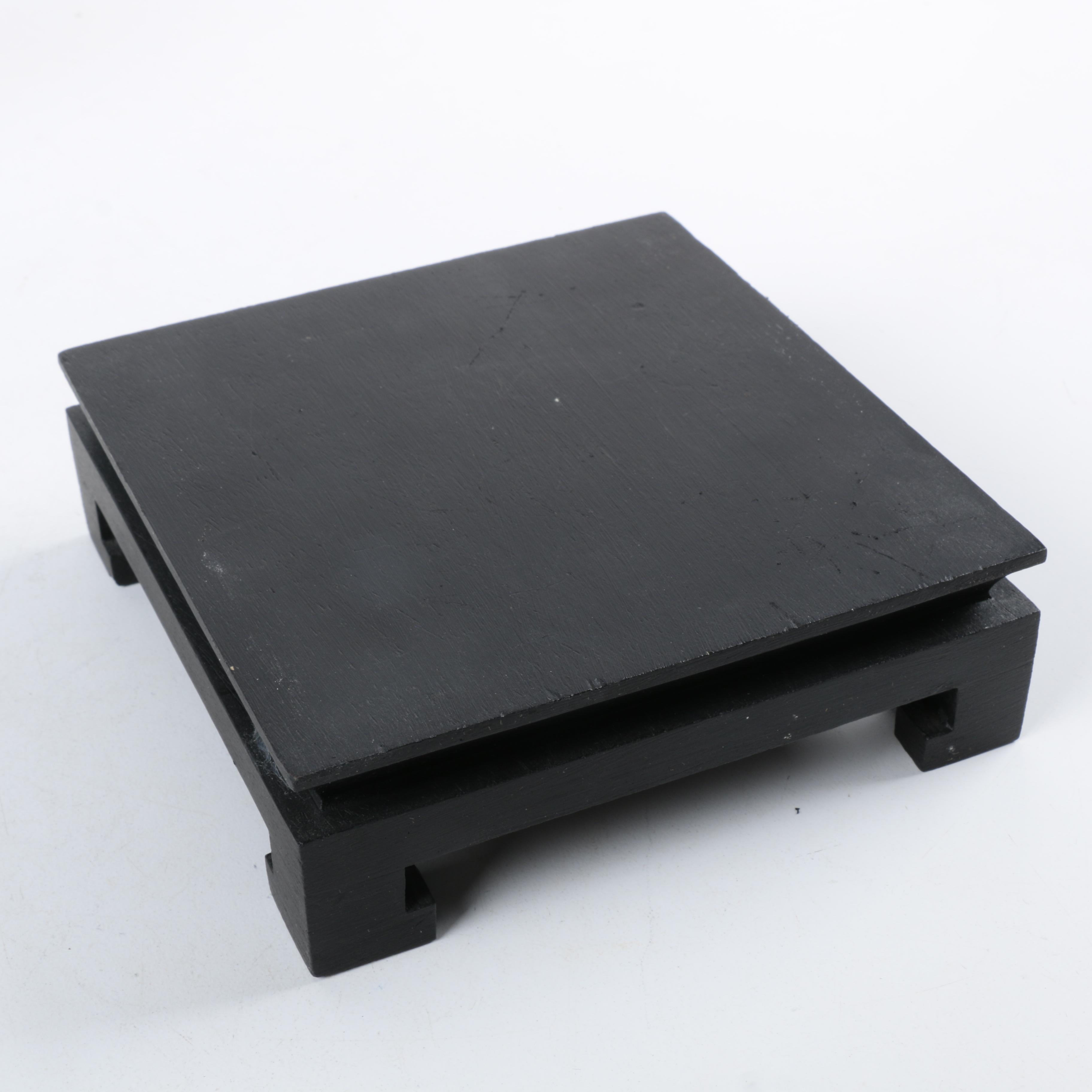 Abstract Glass Sculpture Decor With Wooden Base