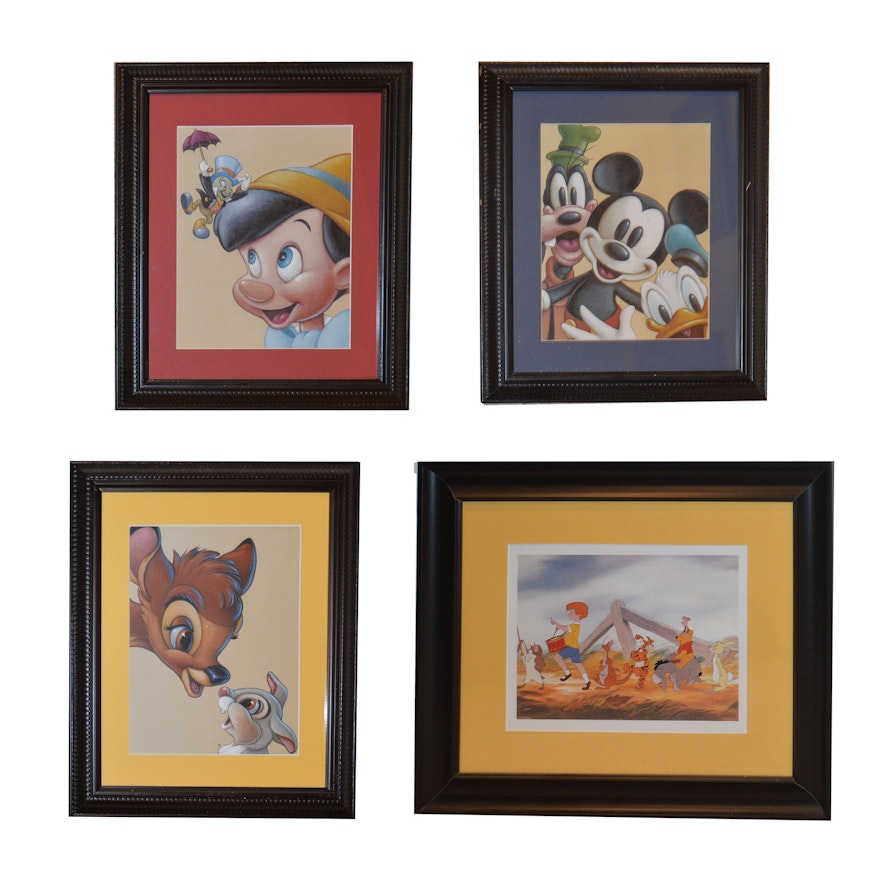 Collection of Four Framed Disney Offset Lithographs