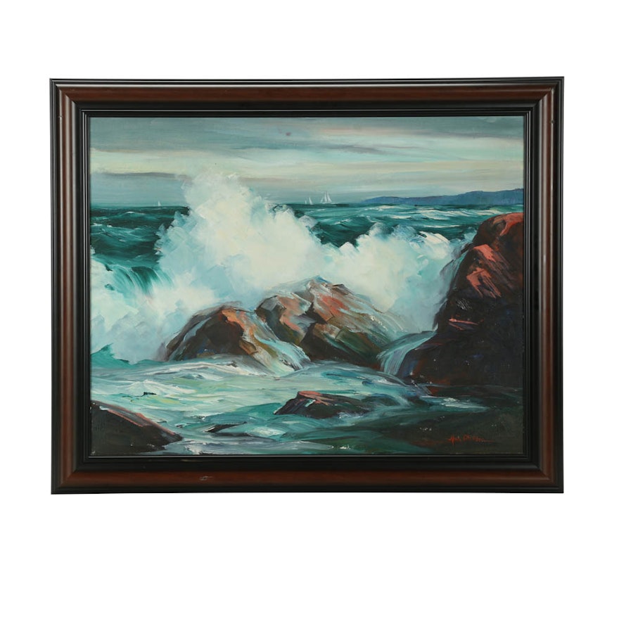 Alva Glidden Original Oil on Board Coastal Painting