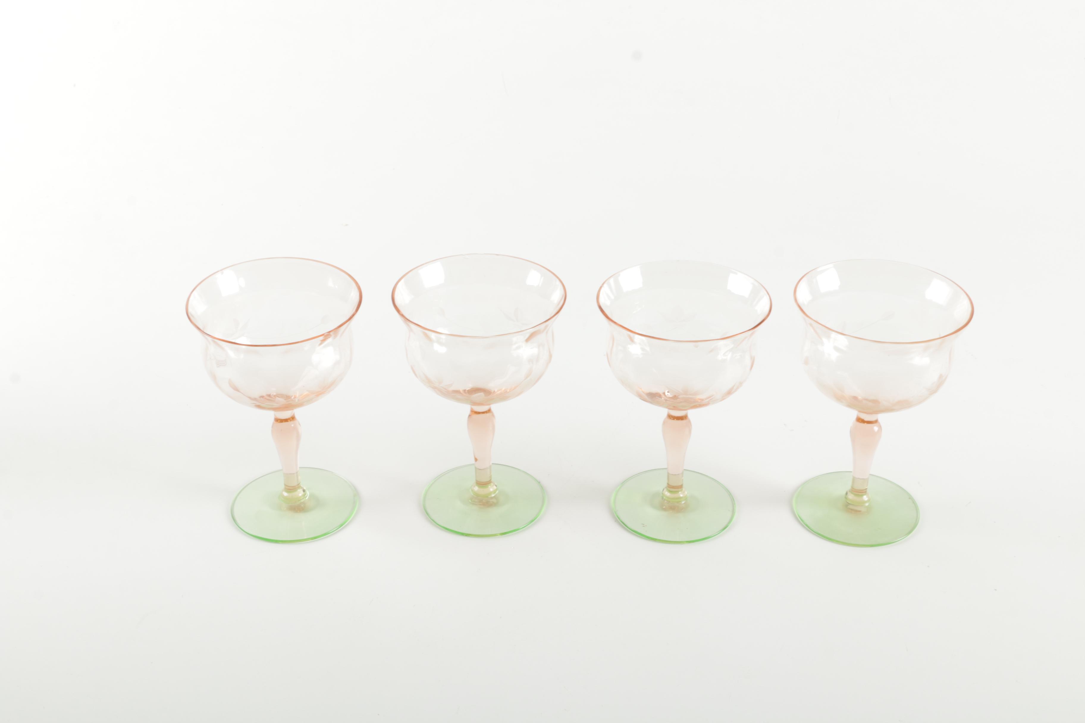 Vintage Pink Depression Glass Tableware