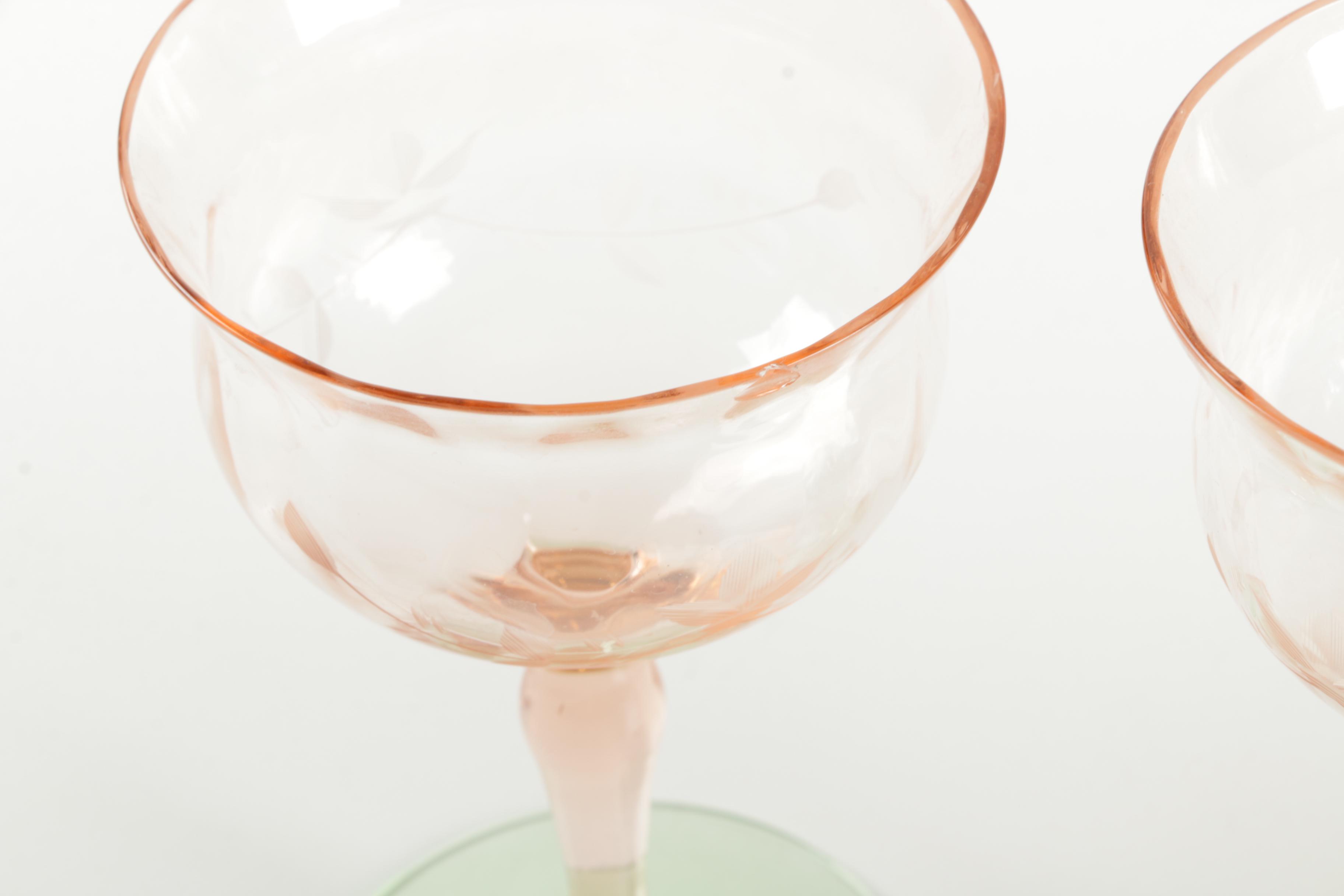 Vintage Pink Depression Glass Tableware