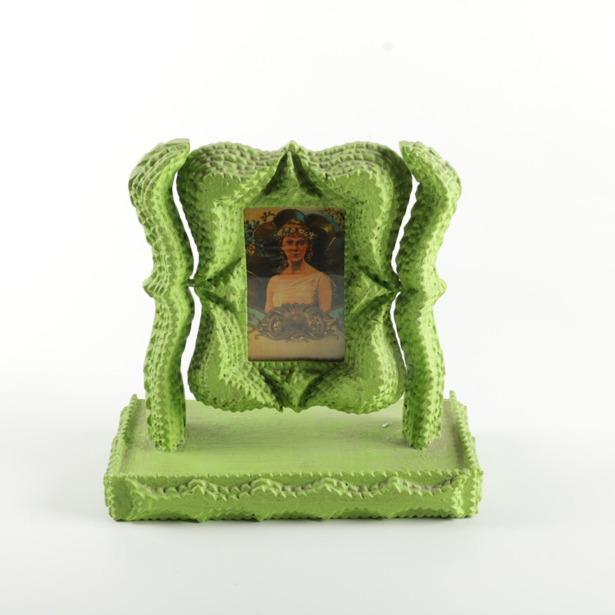 Green Painted Wooden Photo Frame