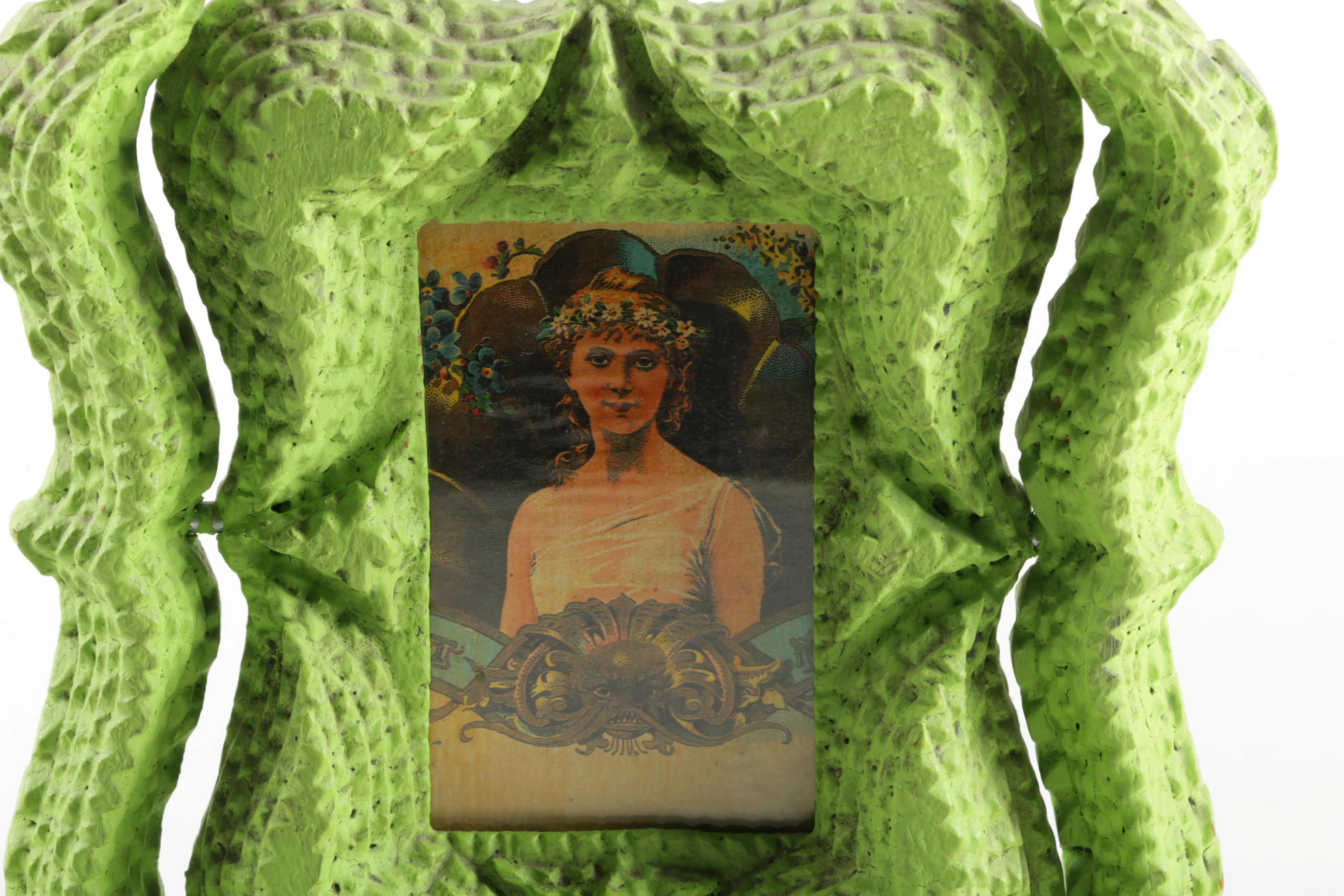 Green Painted Wooden Photo Frame