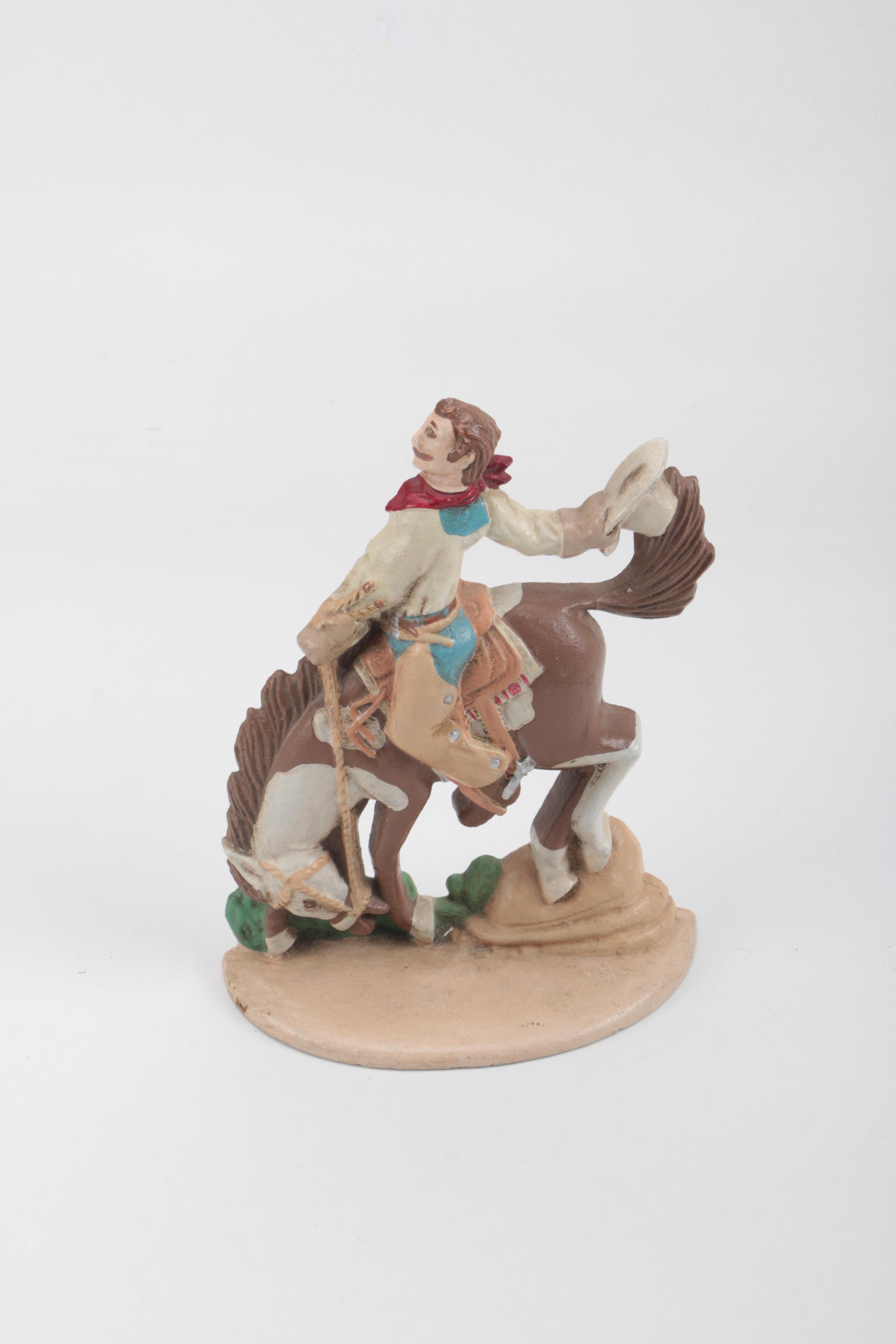 Painted Cast Metal Cowboy Decor
