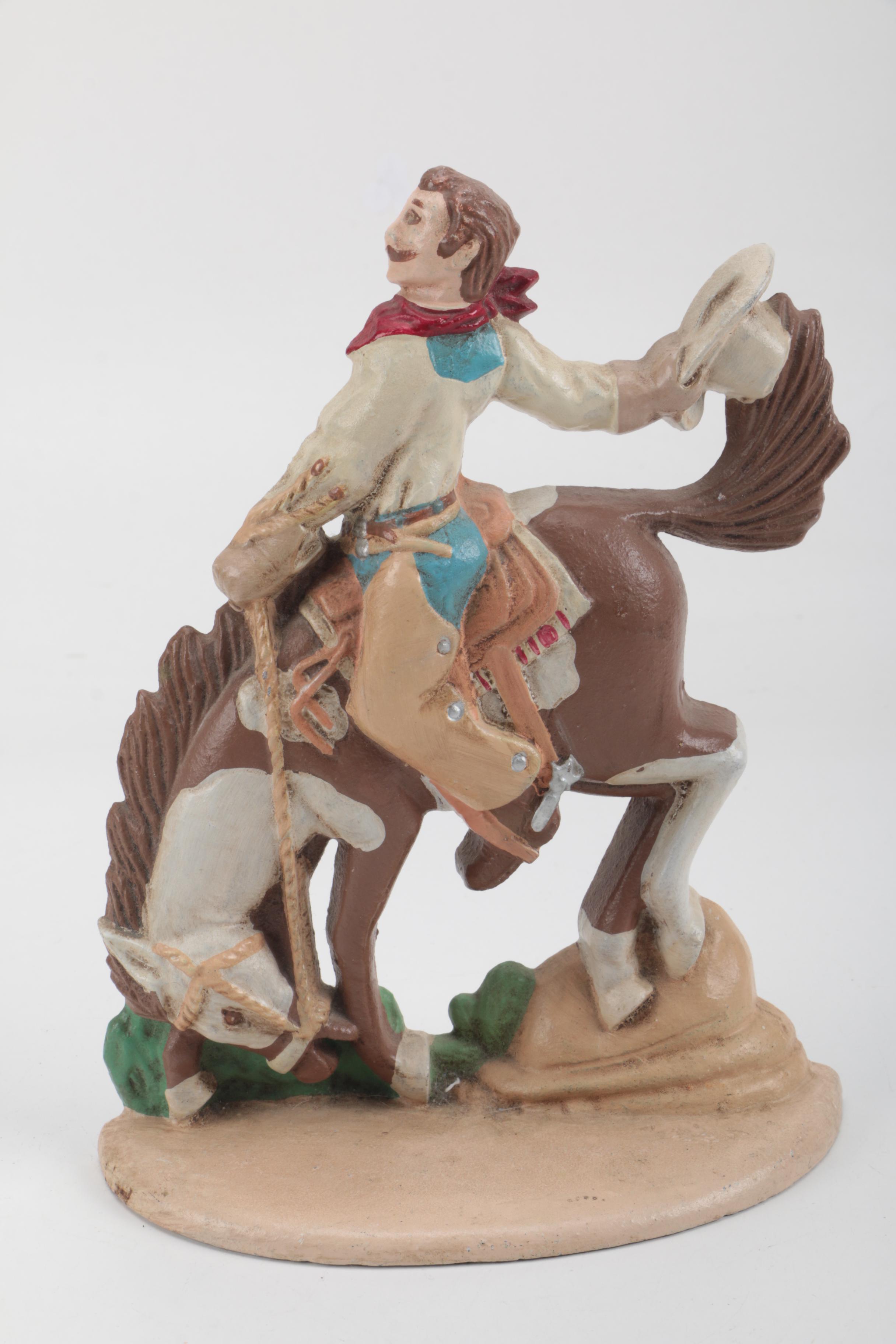 Painted Cast Metal Cowboy Decor