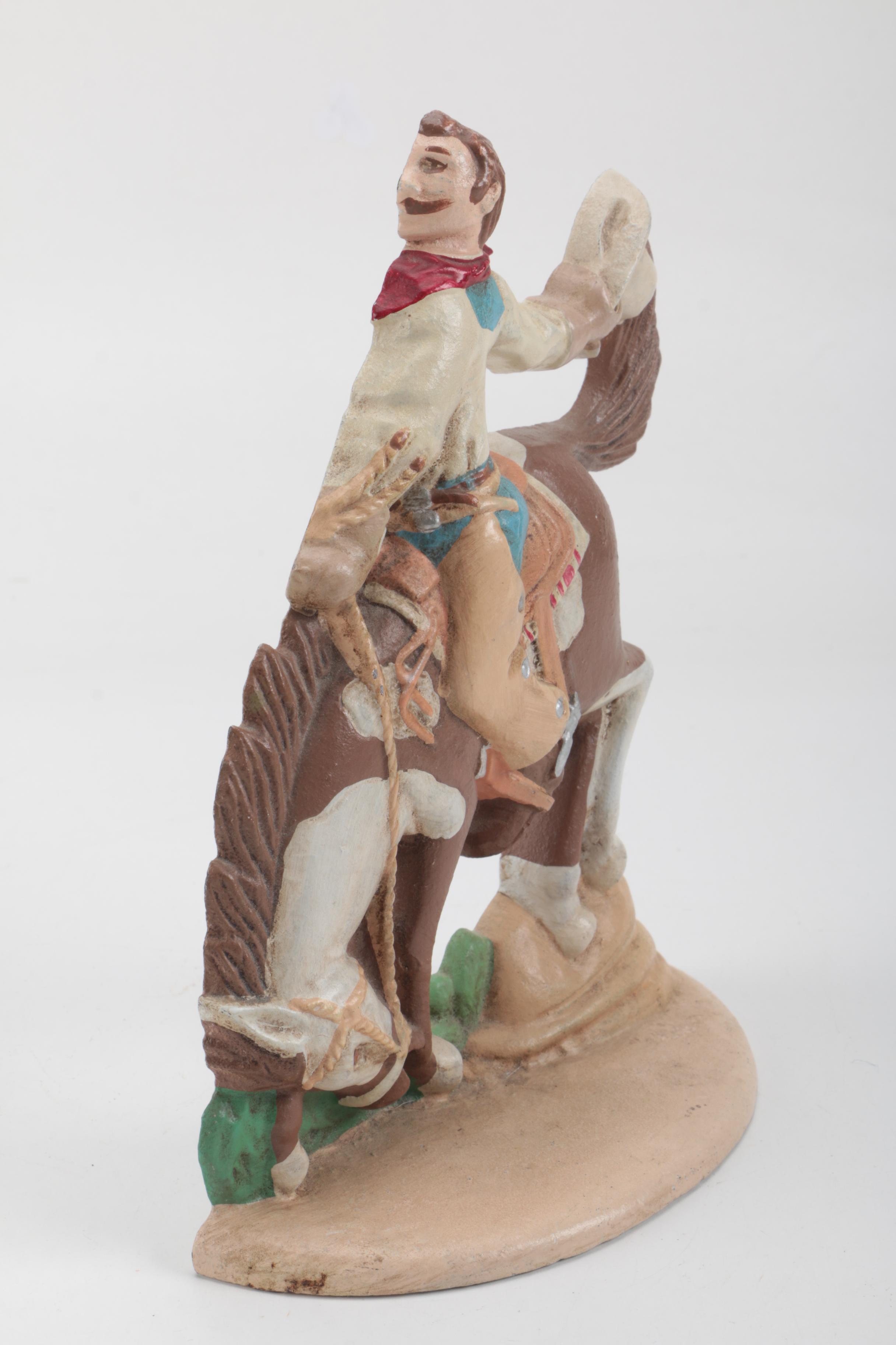 Painted Cast Metal Cowboy Decor