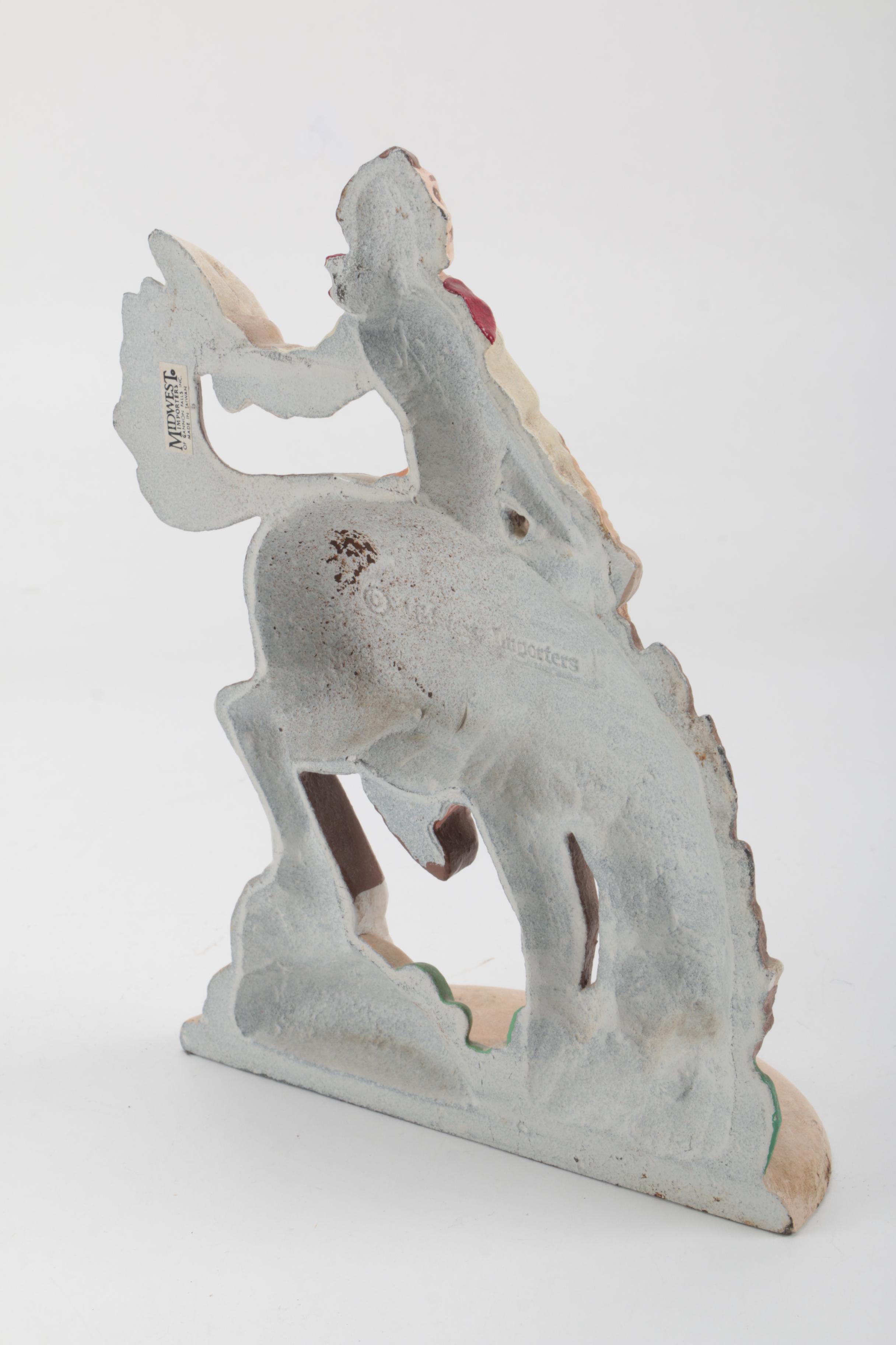 Painted Cast Metal Cowboy Decor