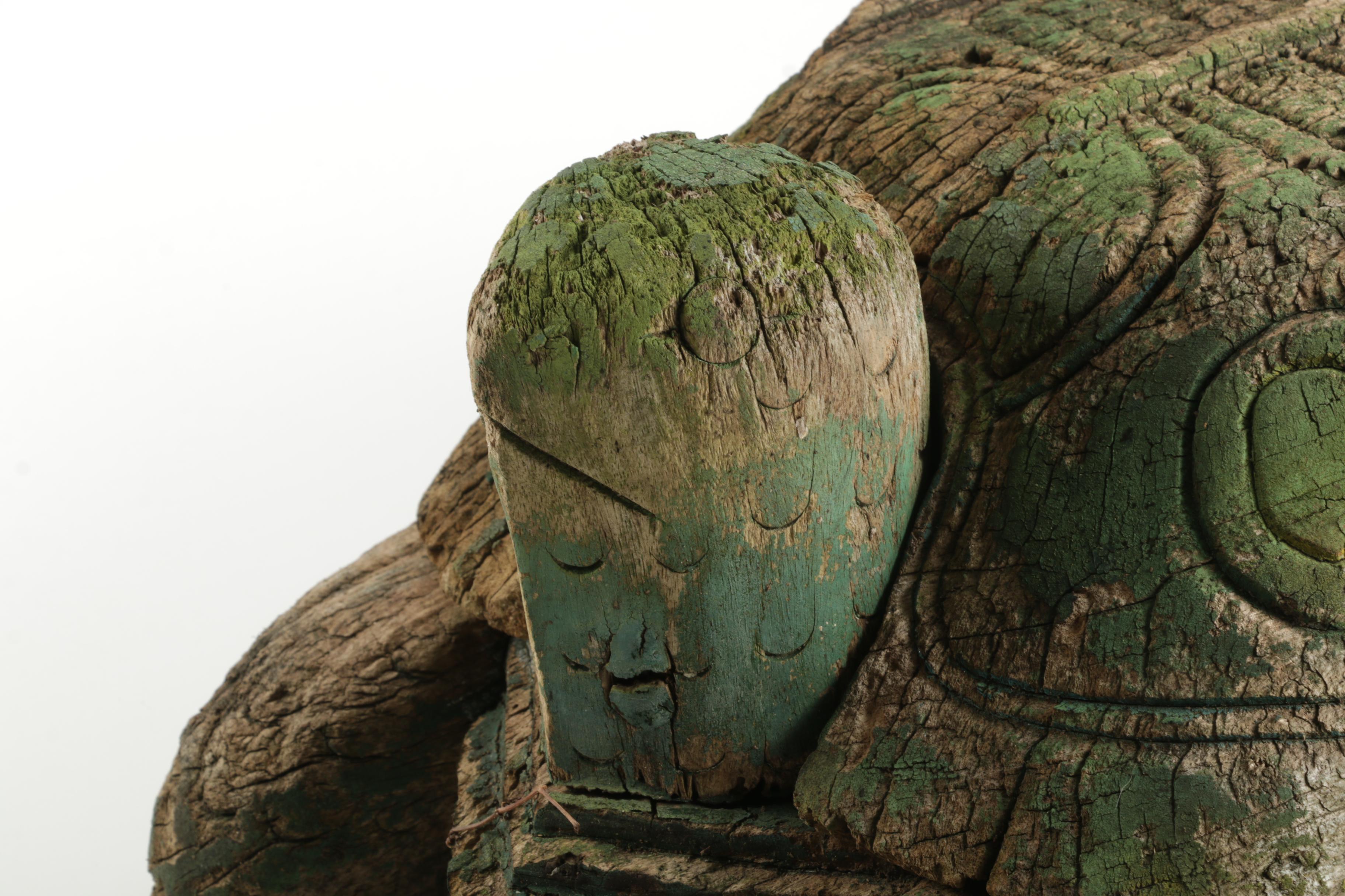 Wooden Outdoor Tortoise Sculpture