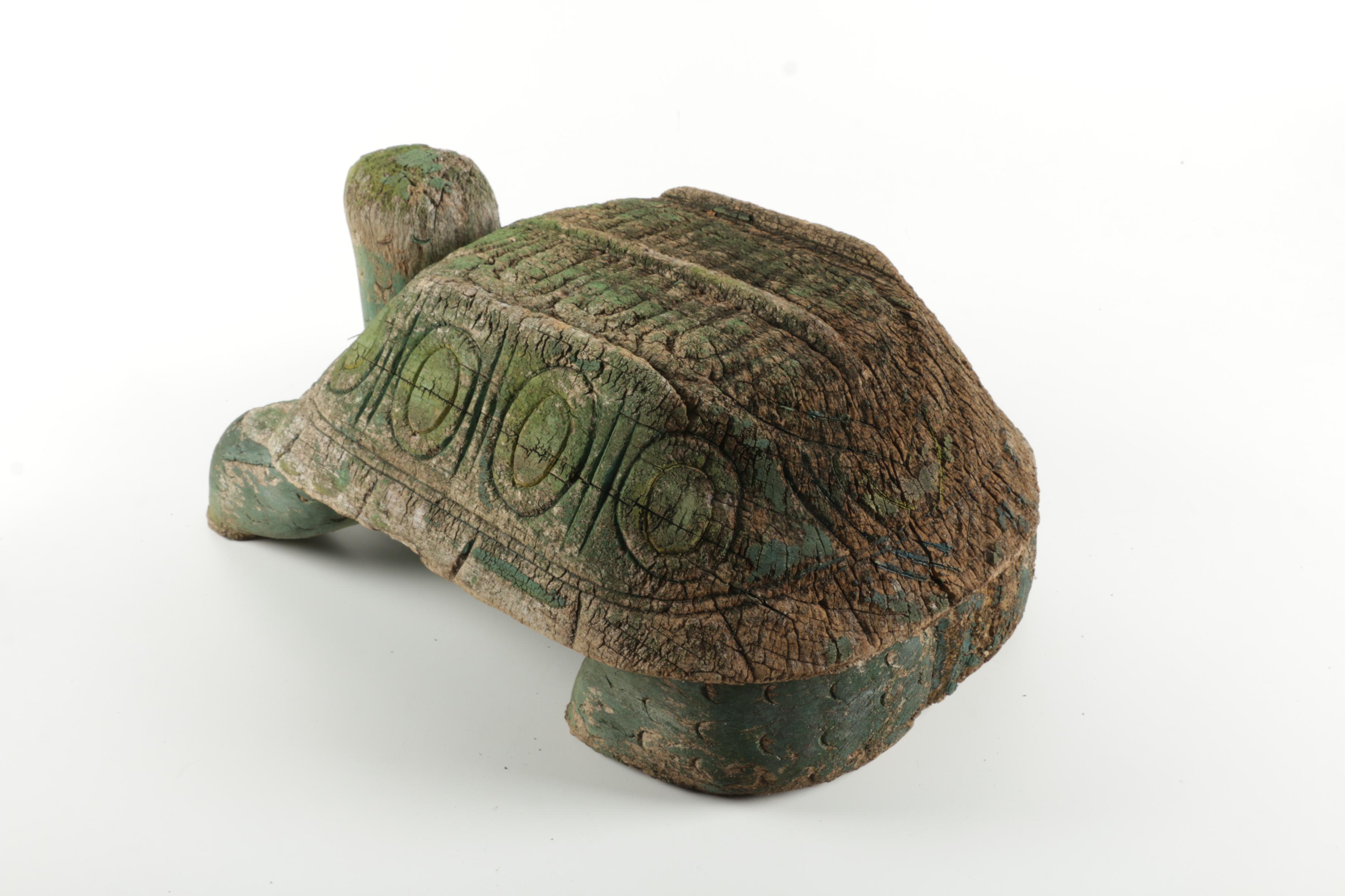 Wooden Outdoor Tortoise Sculpture