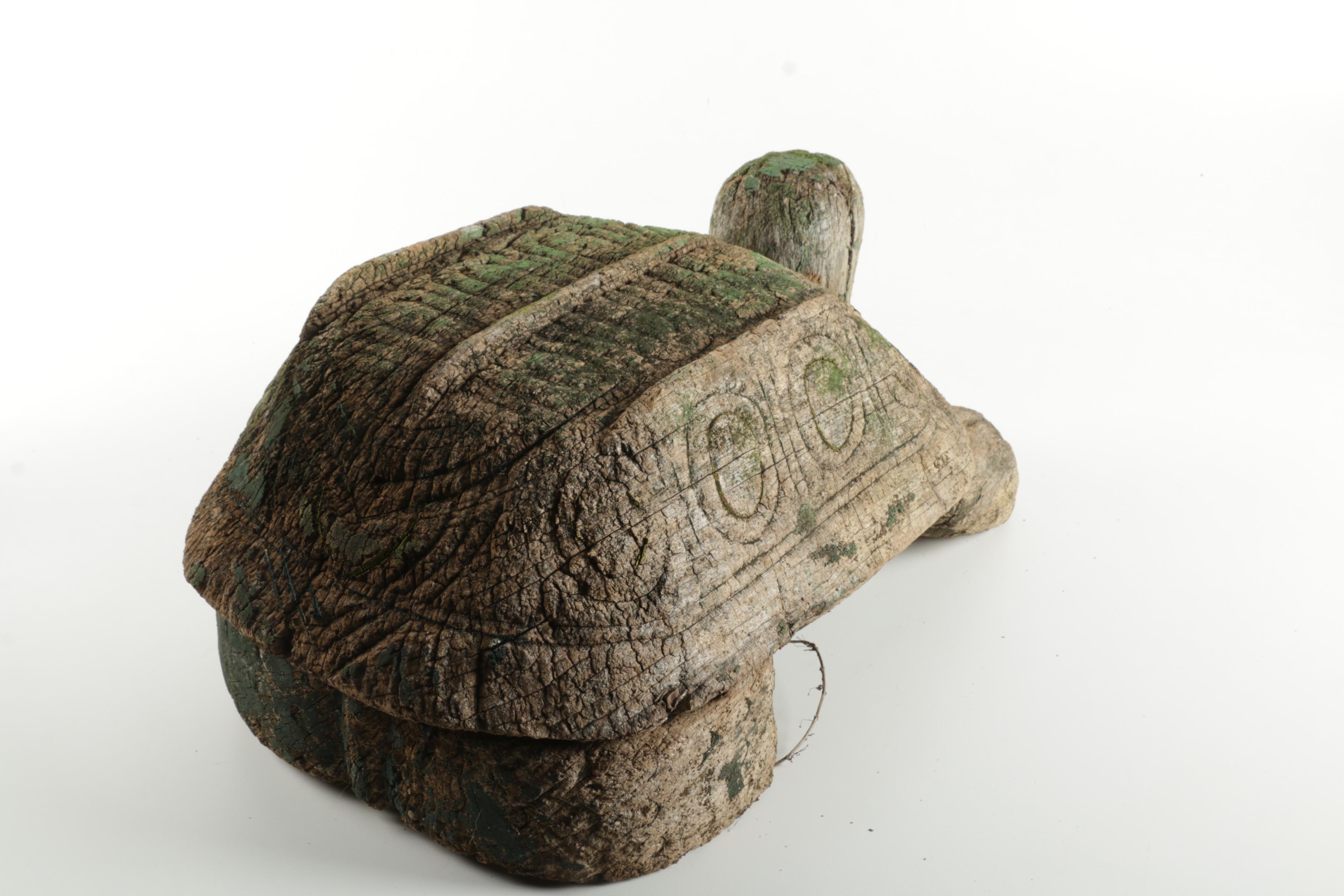 Wooden Outdoor Tortoise Sculpture