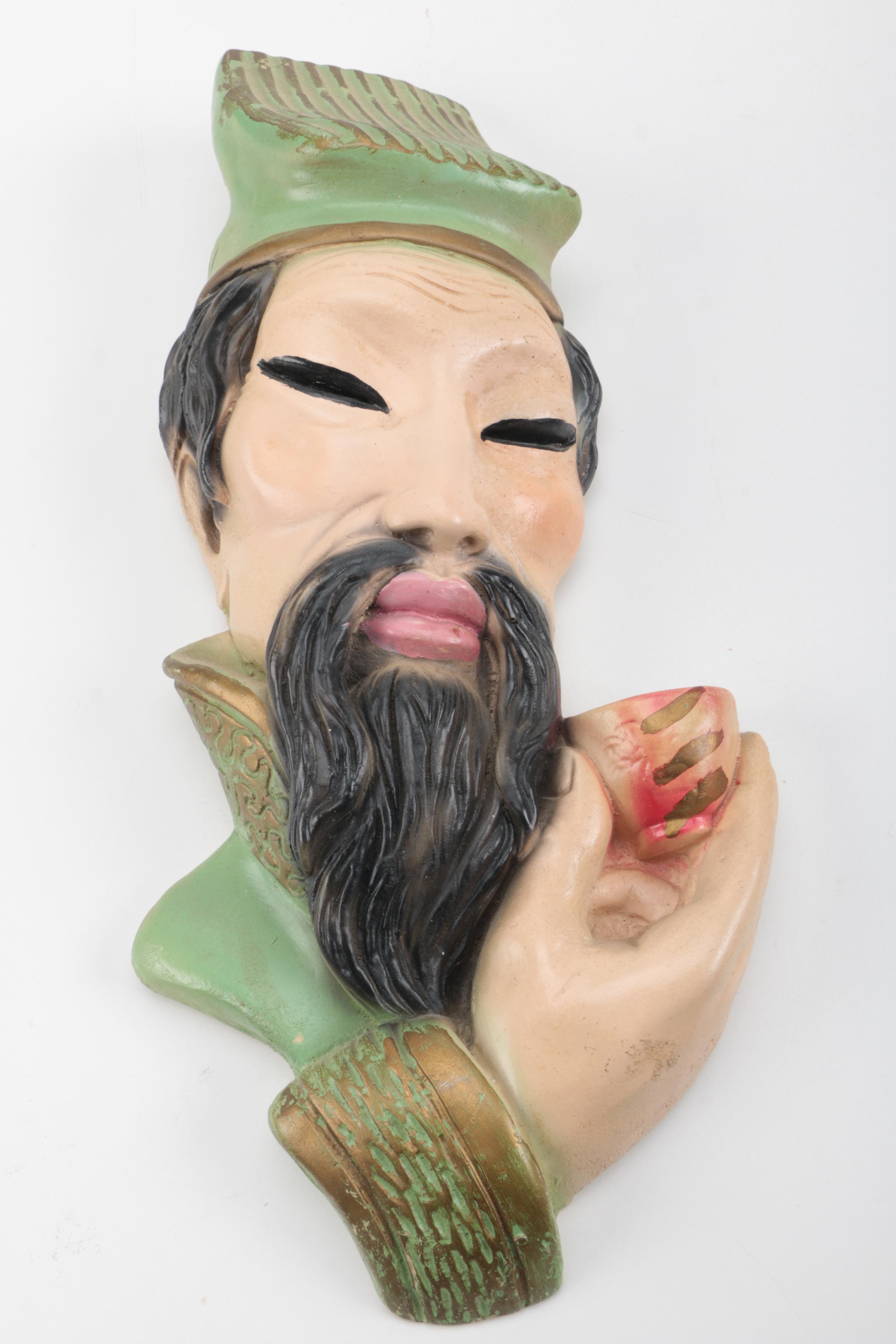 Chinese Inspired Chalkware Wall Decor