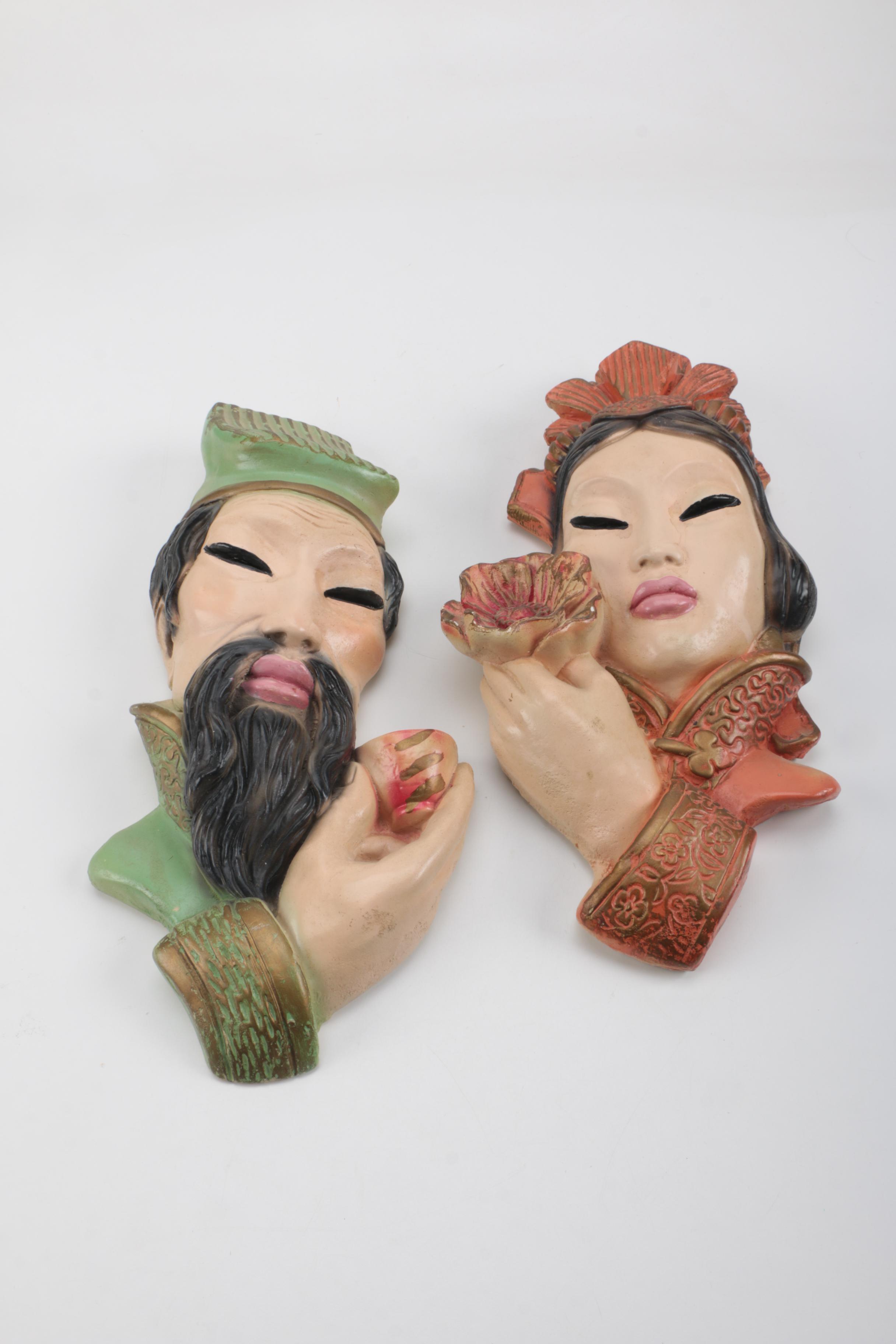 Chinese Inspired Chalkware Wall Decor