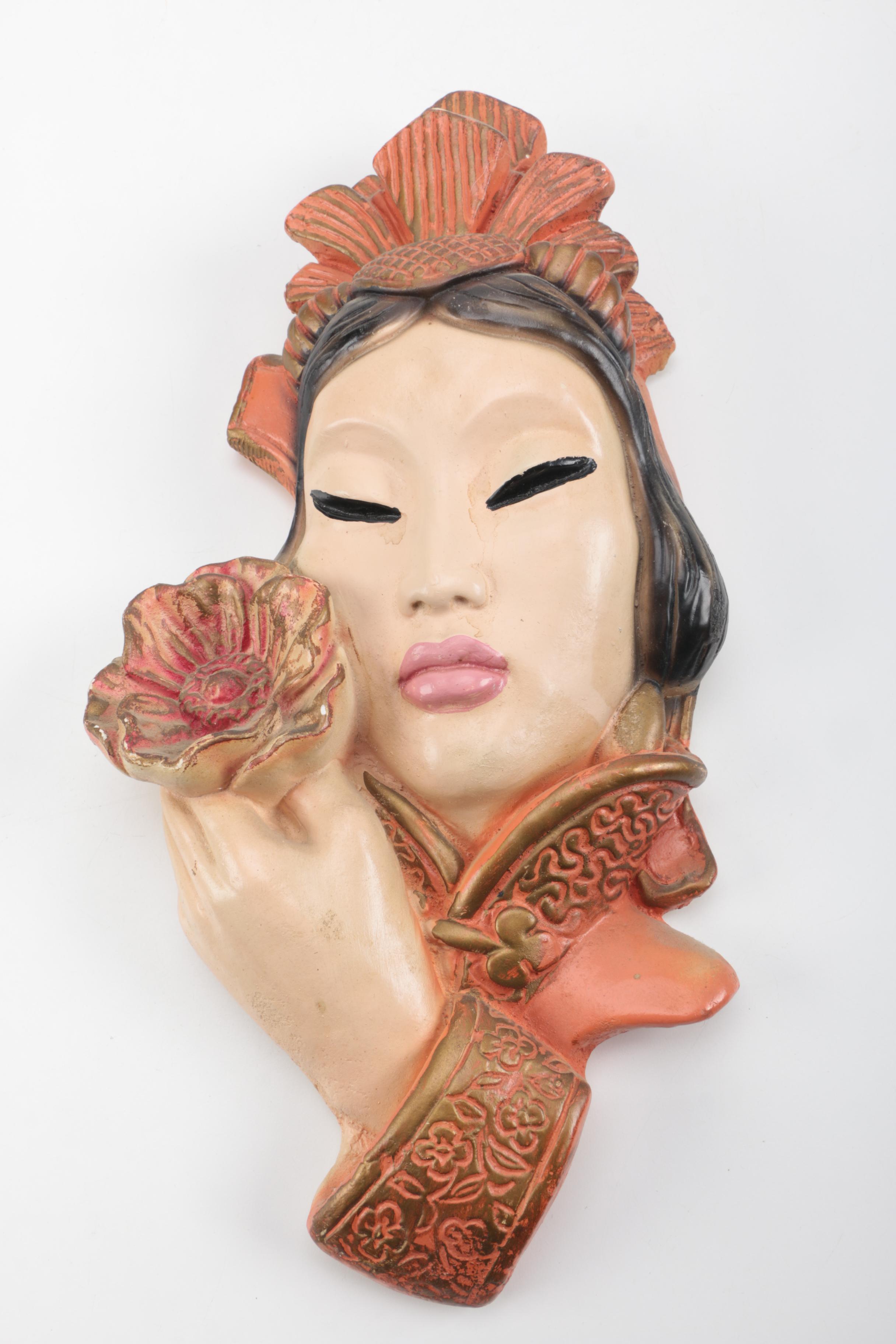 Chinese Inspired Chalkware Wall Decor