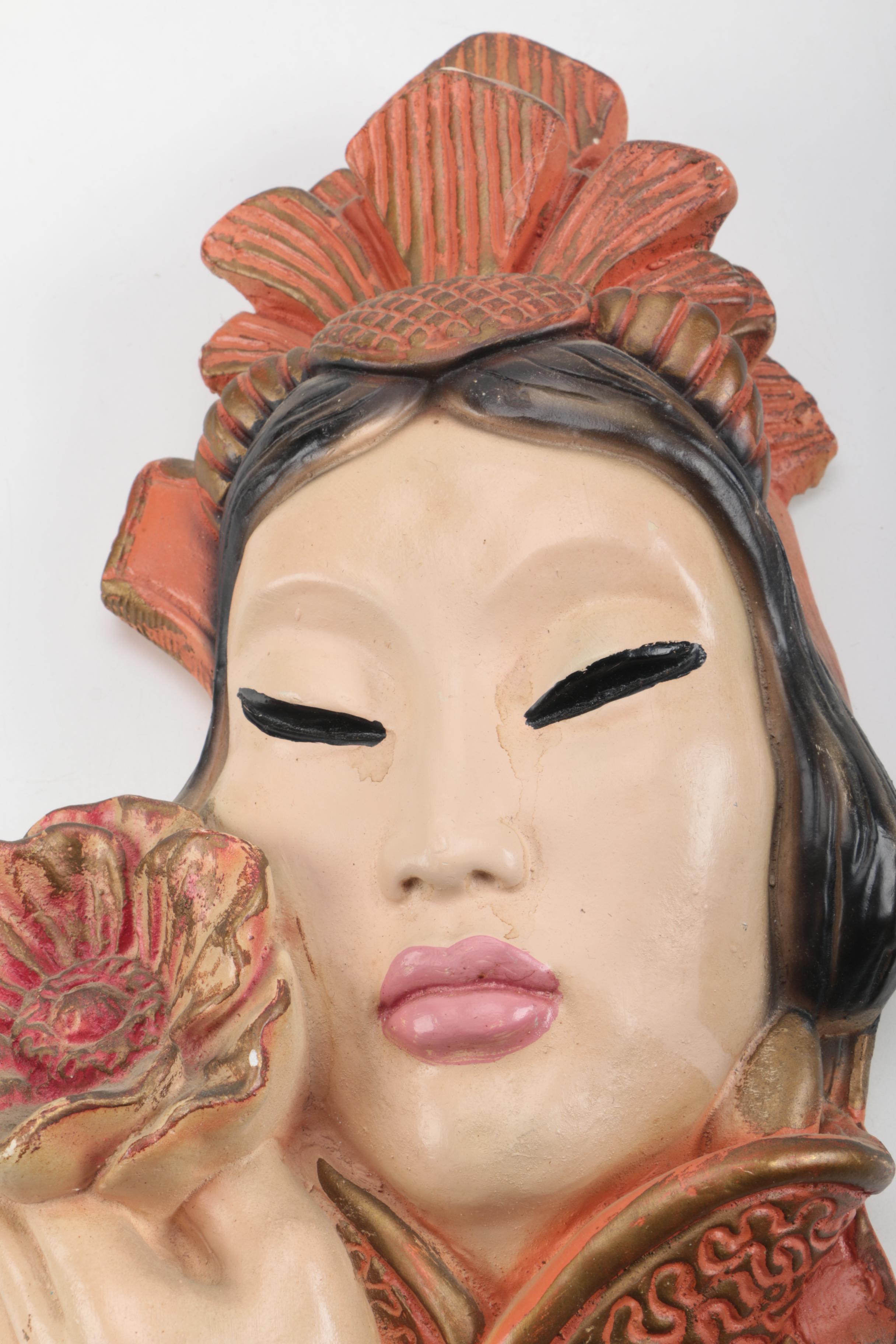 Chinese Inspired Chalkware Wall Decor