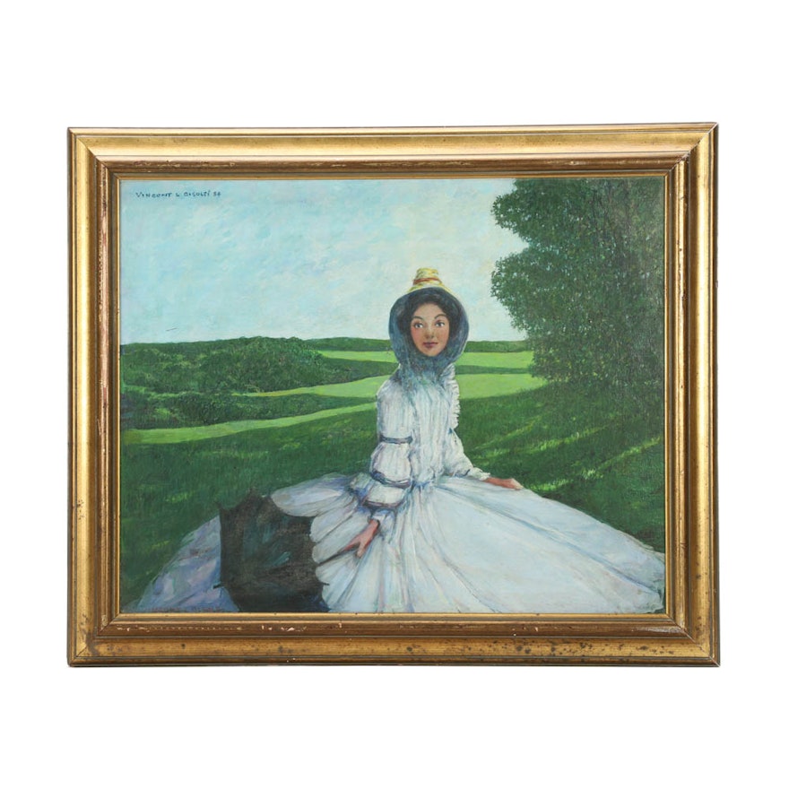 Vincent L Gisolfi Oil Painting of Woman in Period Dress