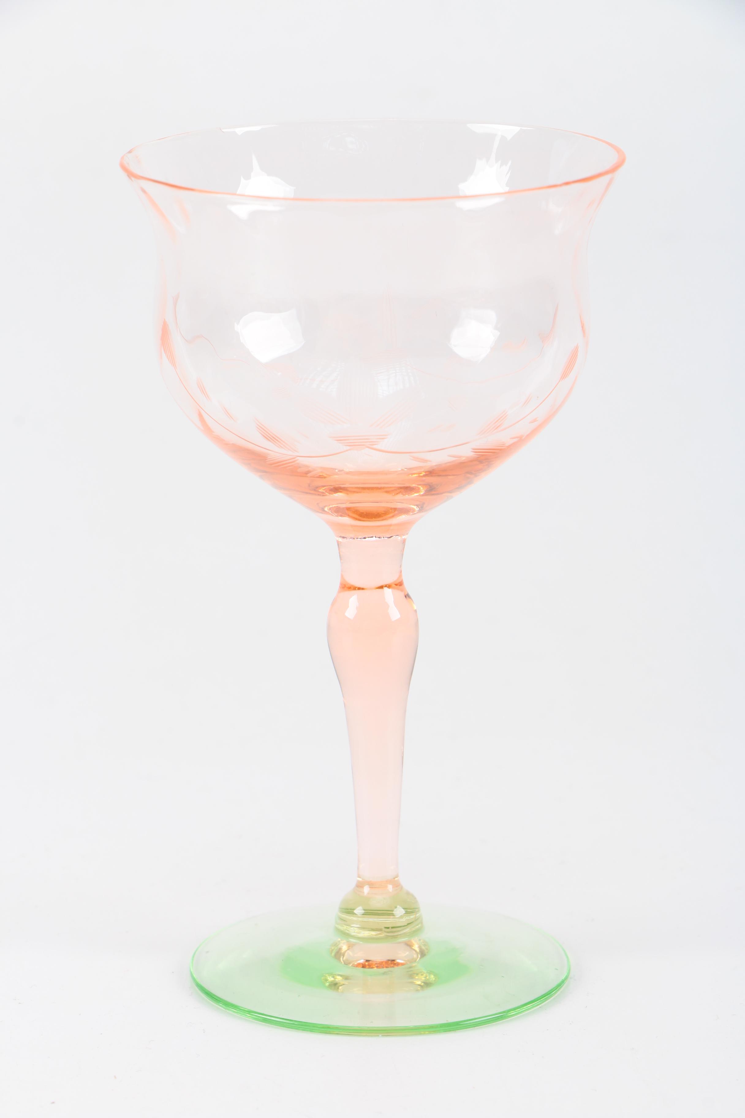 Pink Depression Glass Stemware including Weston Glass