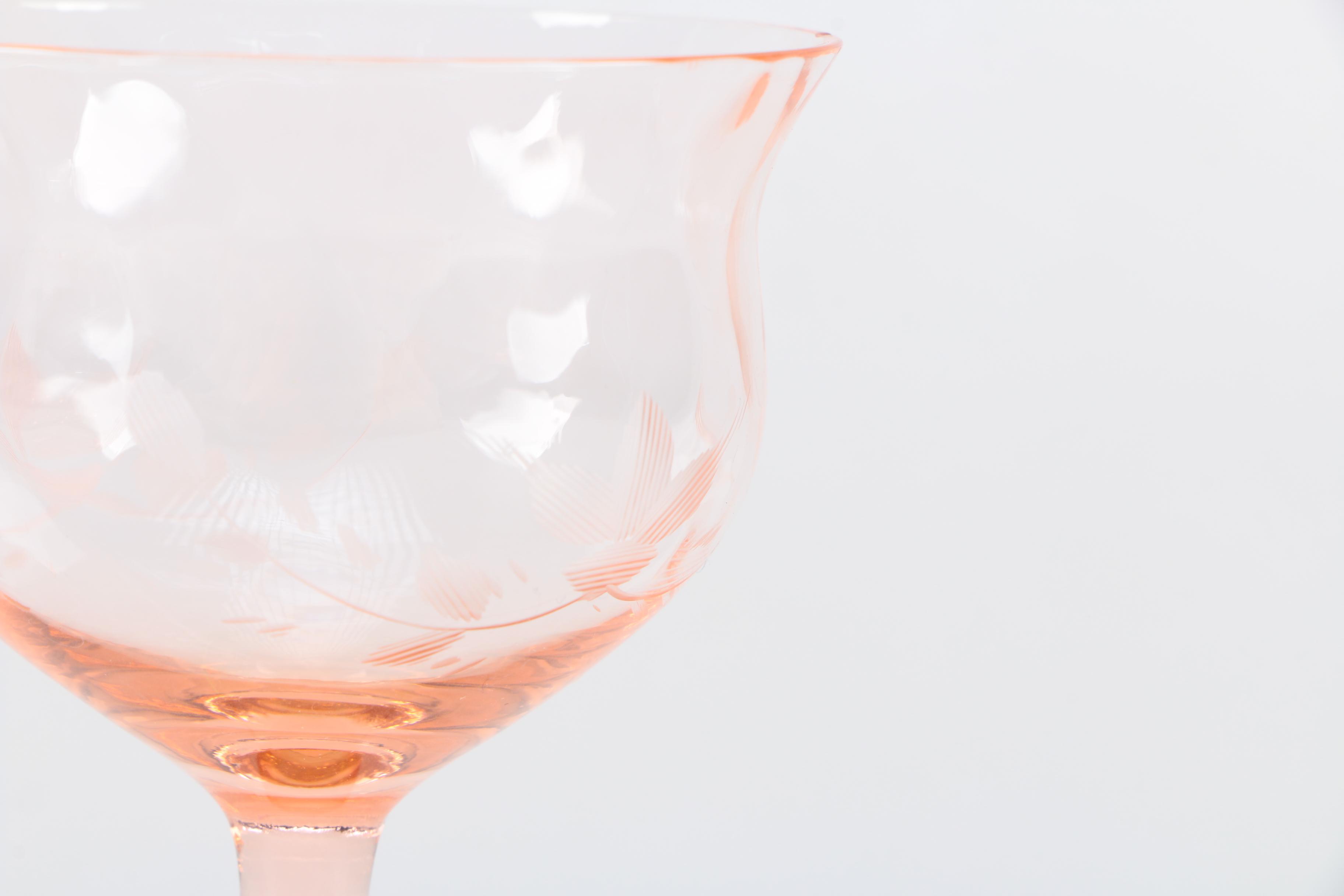 Pink Depression Glass Stemware including Weston Glass