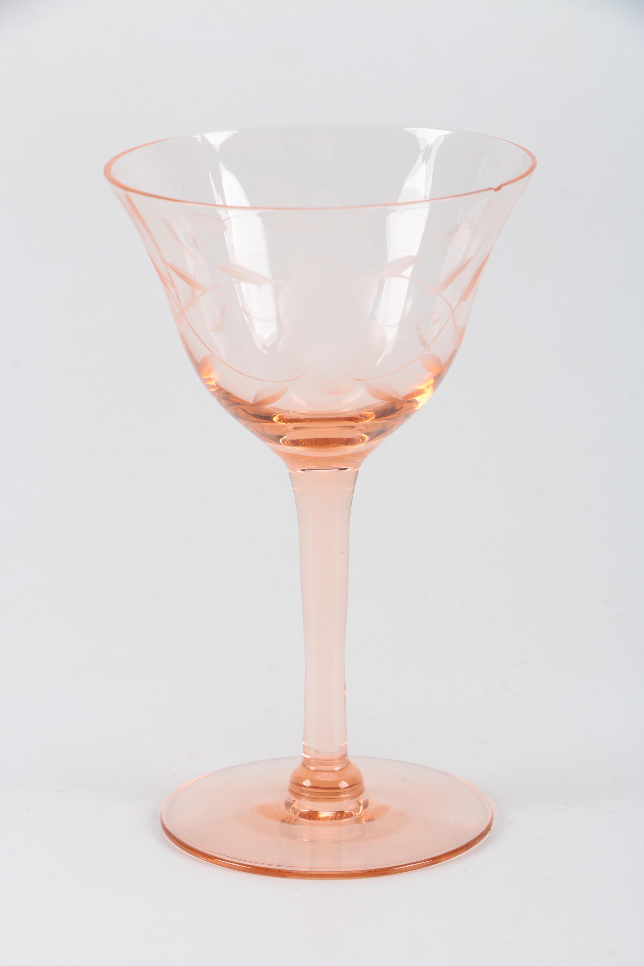 Pink Depression Glass Stemware including Weston Glass