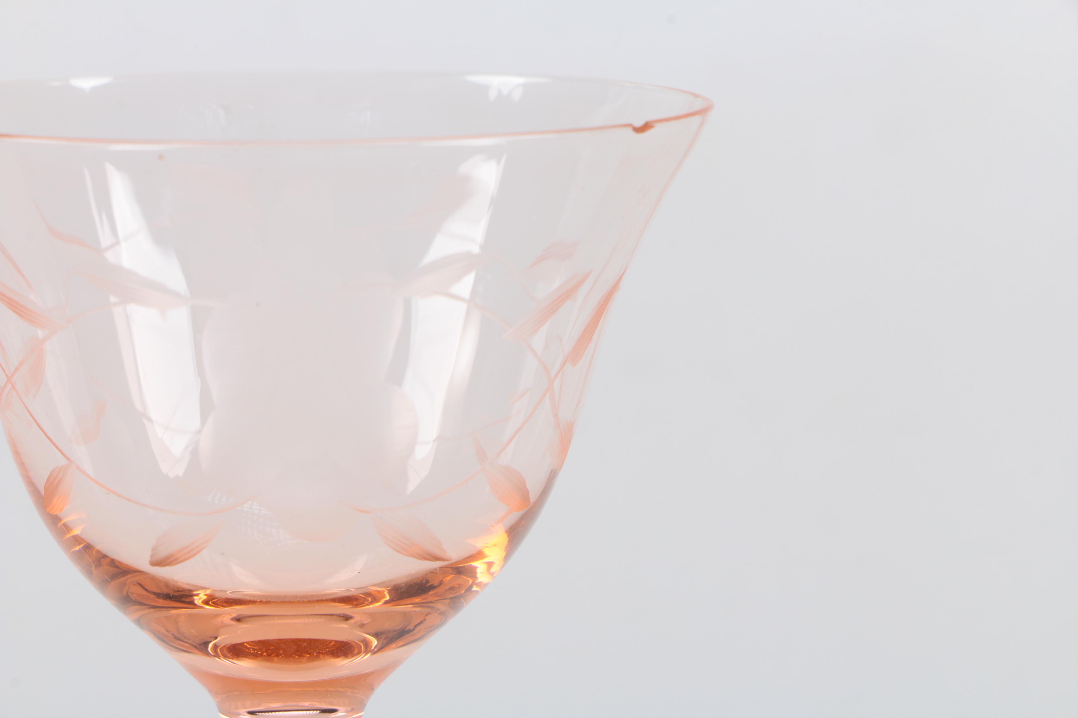 Pink Depression Glass Stemware including Weston Glass