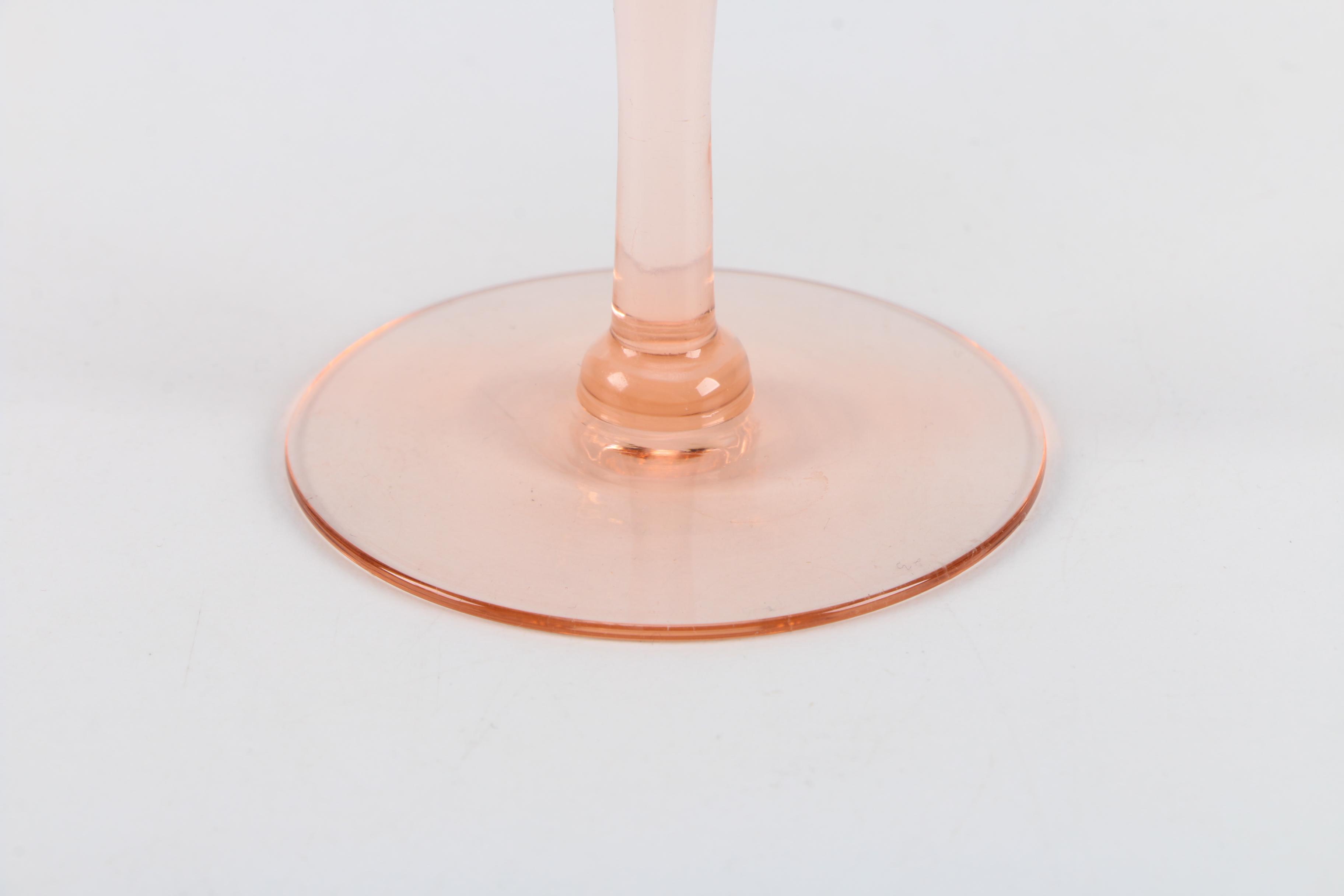 Pink Depression Glass Stemware including Weston Glass