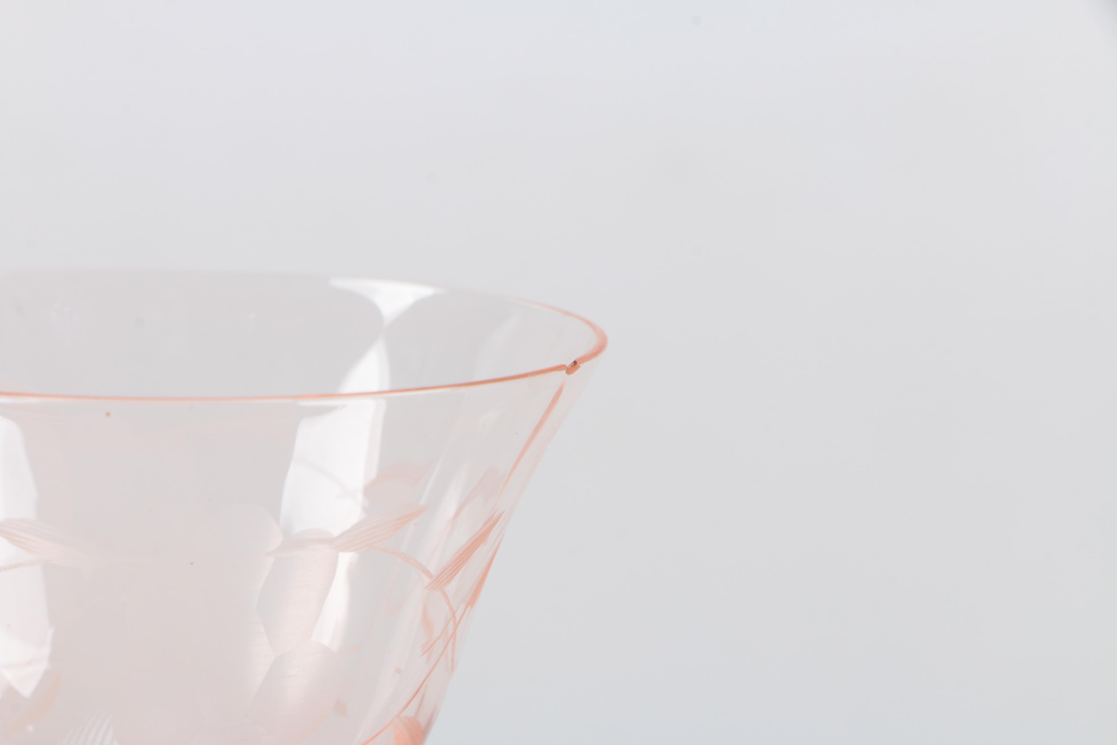 Pink Depression Glass Stemware including Weston Glass