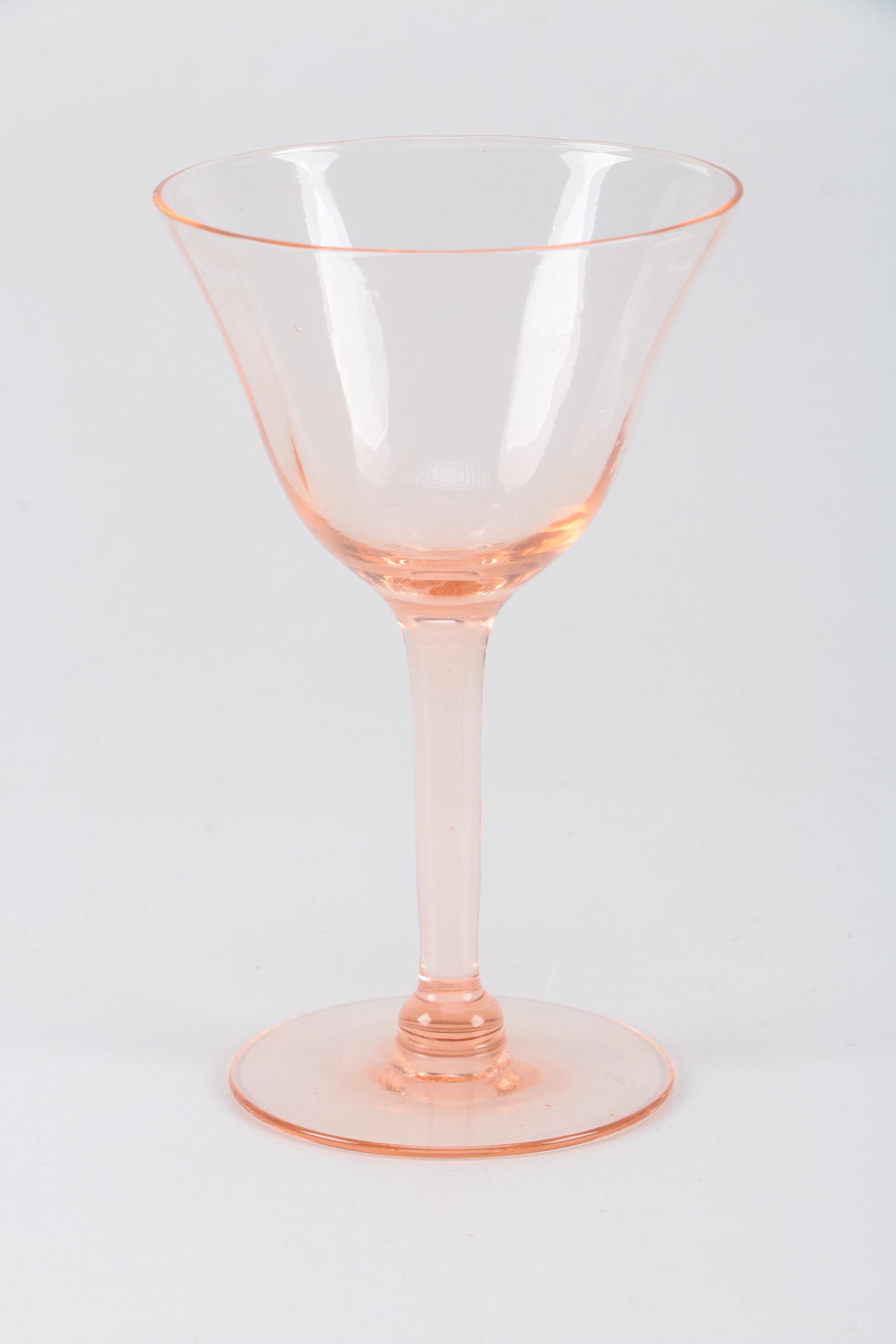 Pink Depression Glass Stemware including Weston Glass