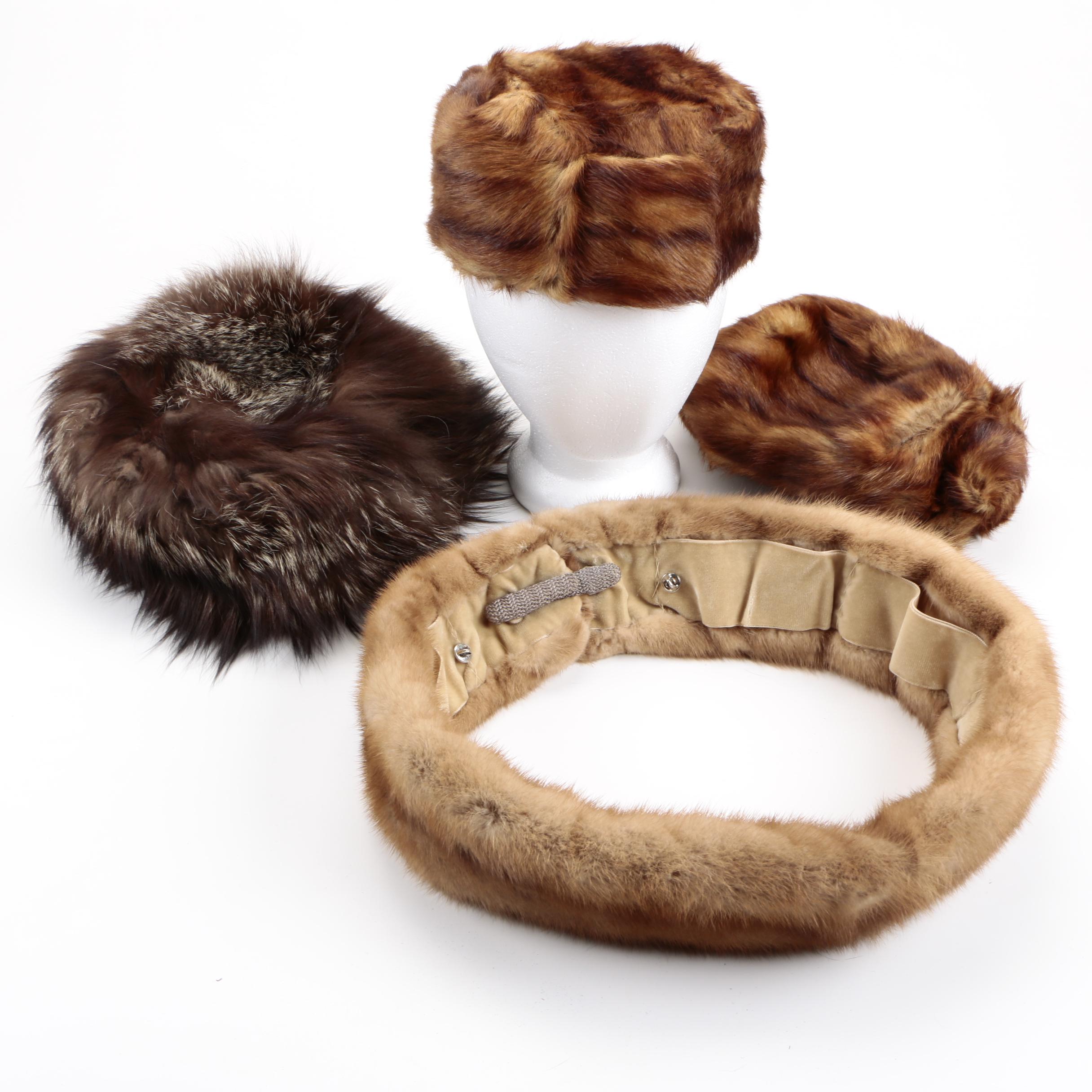 Vintage Fur Hats and Platinum Mink Collar