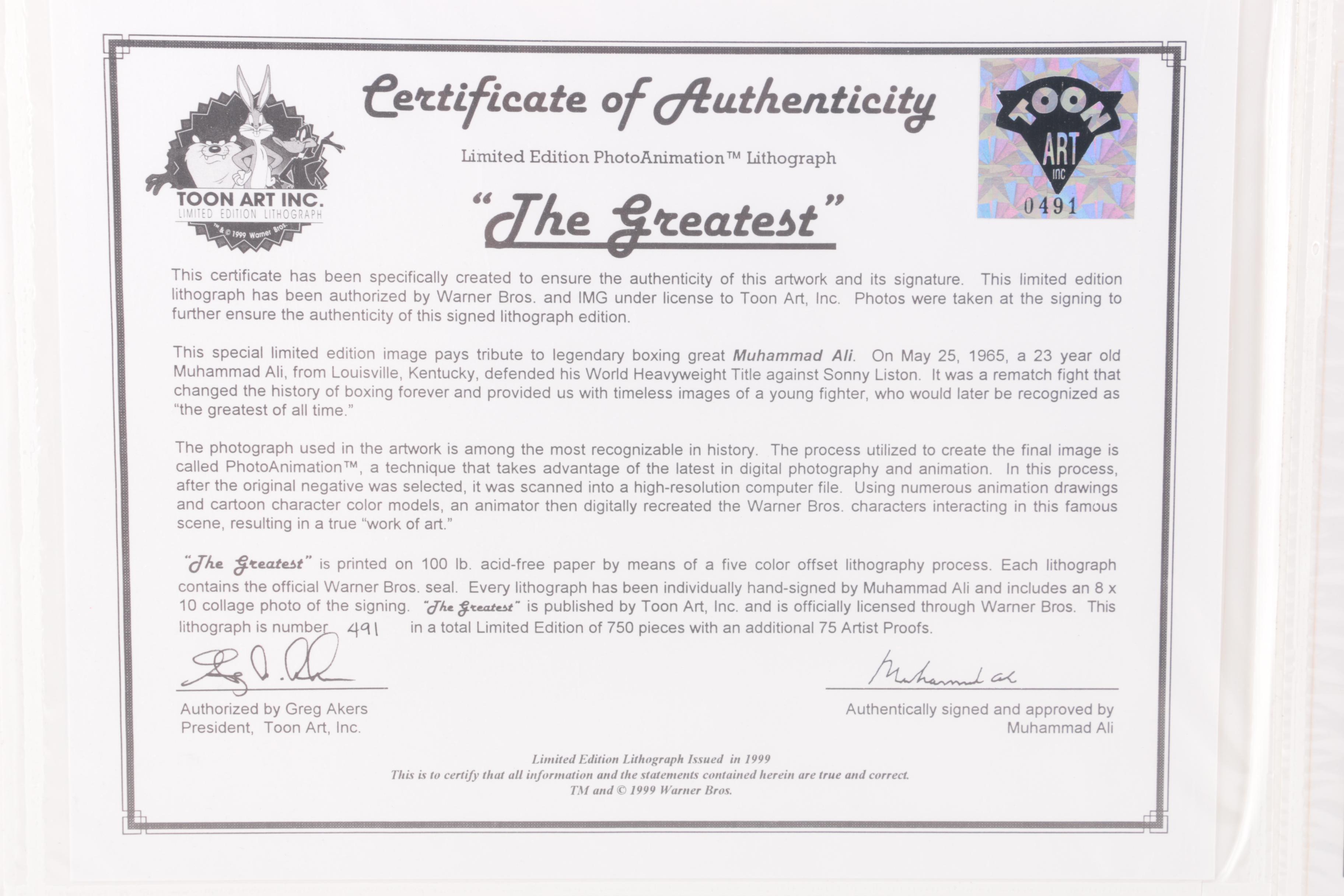 Signed Limited Edition Muhammad Ali Print "The Greatest"