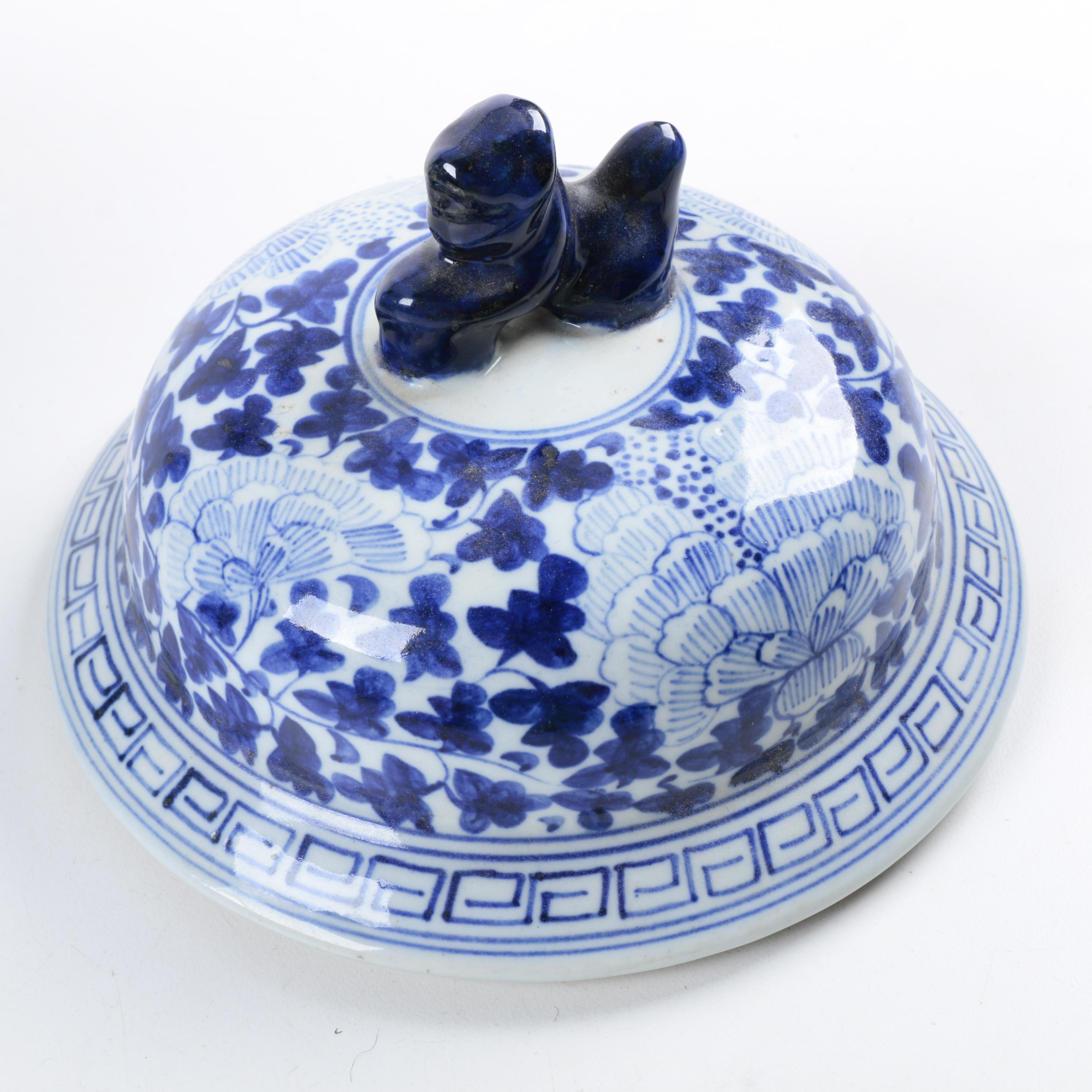 Chinese Blue Glazed Stoneware Lidded Urn