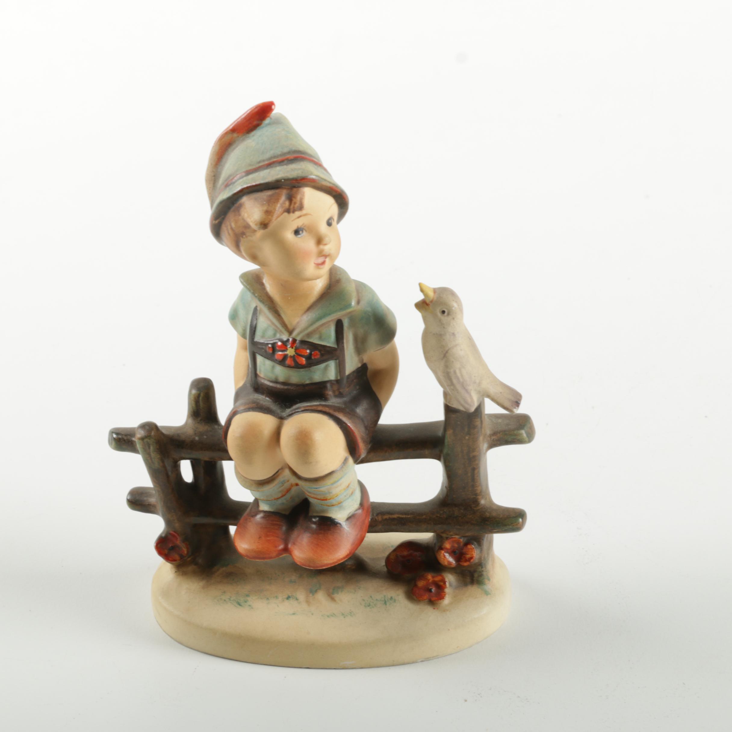 Hummel Boy Sitting On Fence Figurine