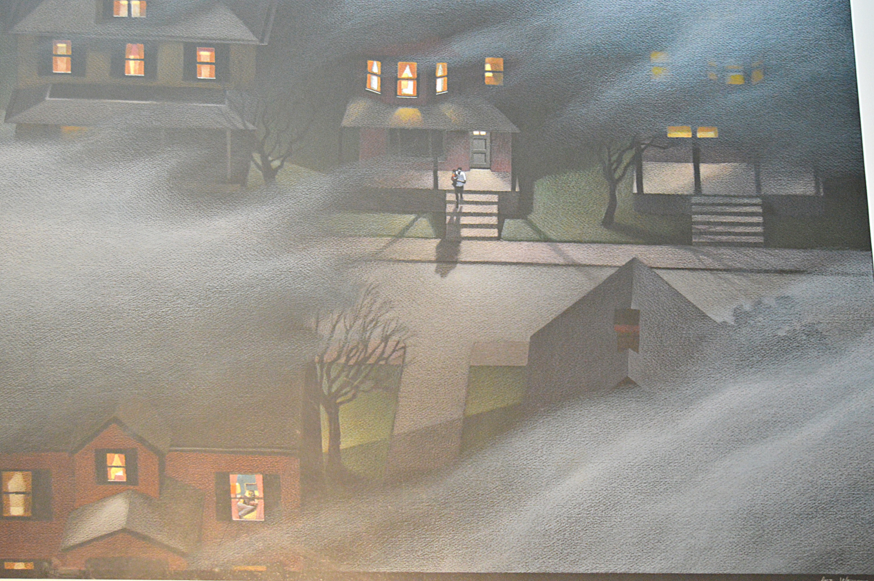 Art Werger Mixed Media on Paper Streetscape