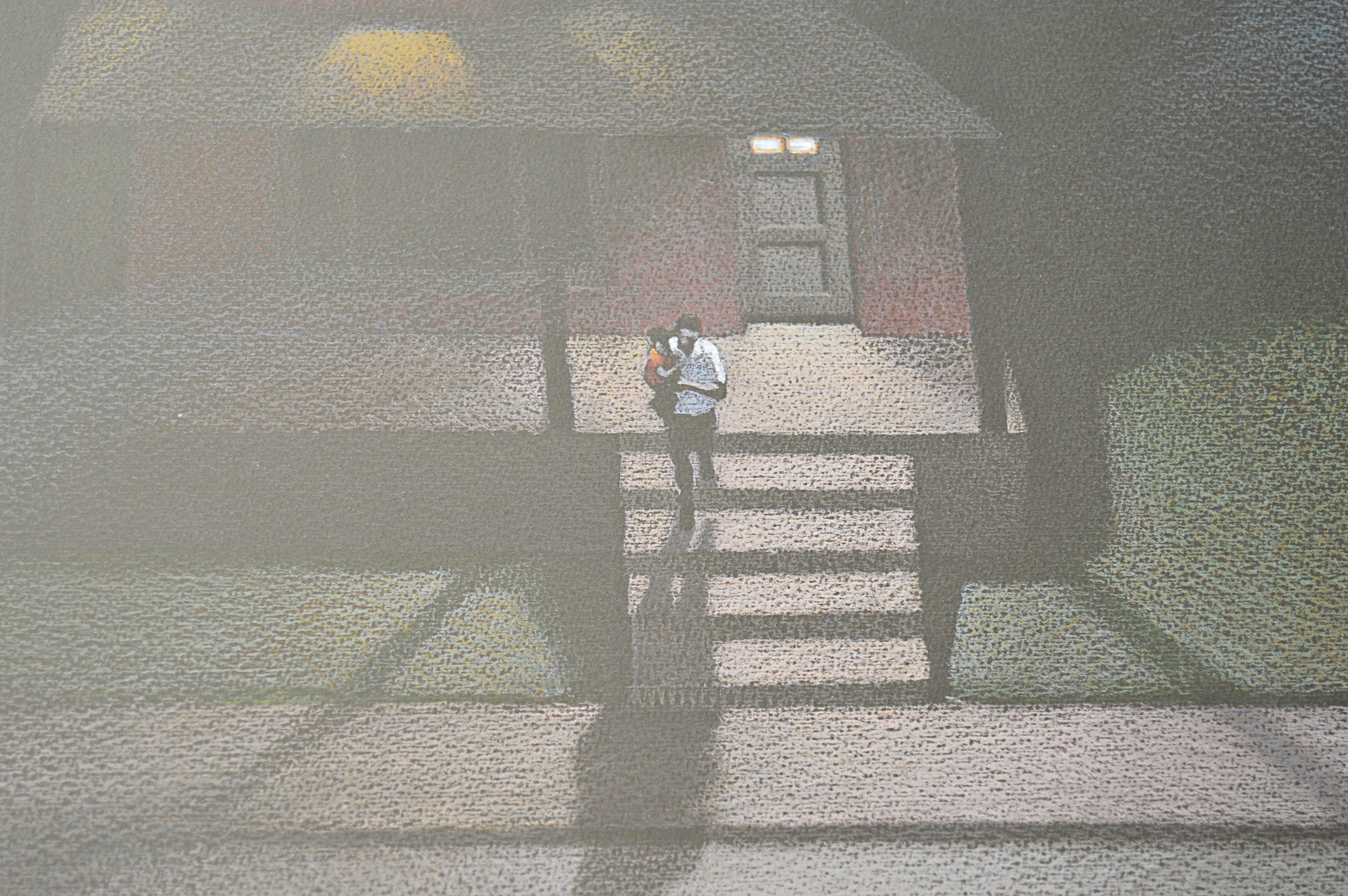 Art Werger Mixed Media on Paper Streetscape