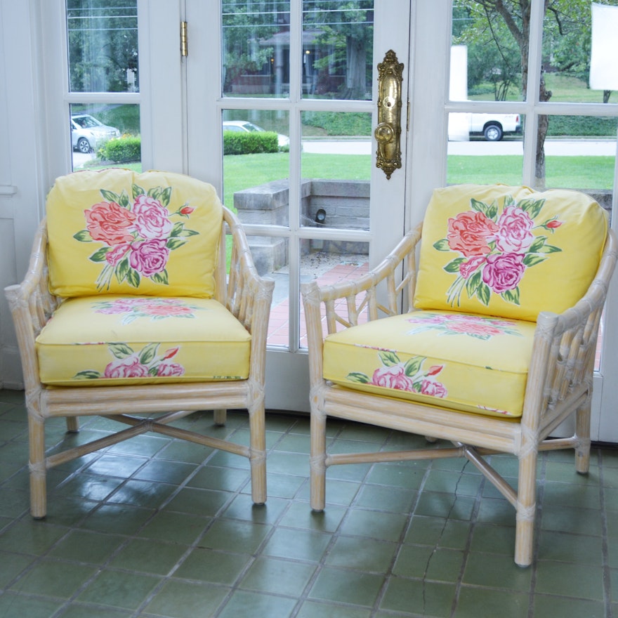 McGuire Rattan White Washed Chairs