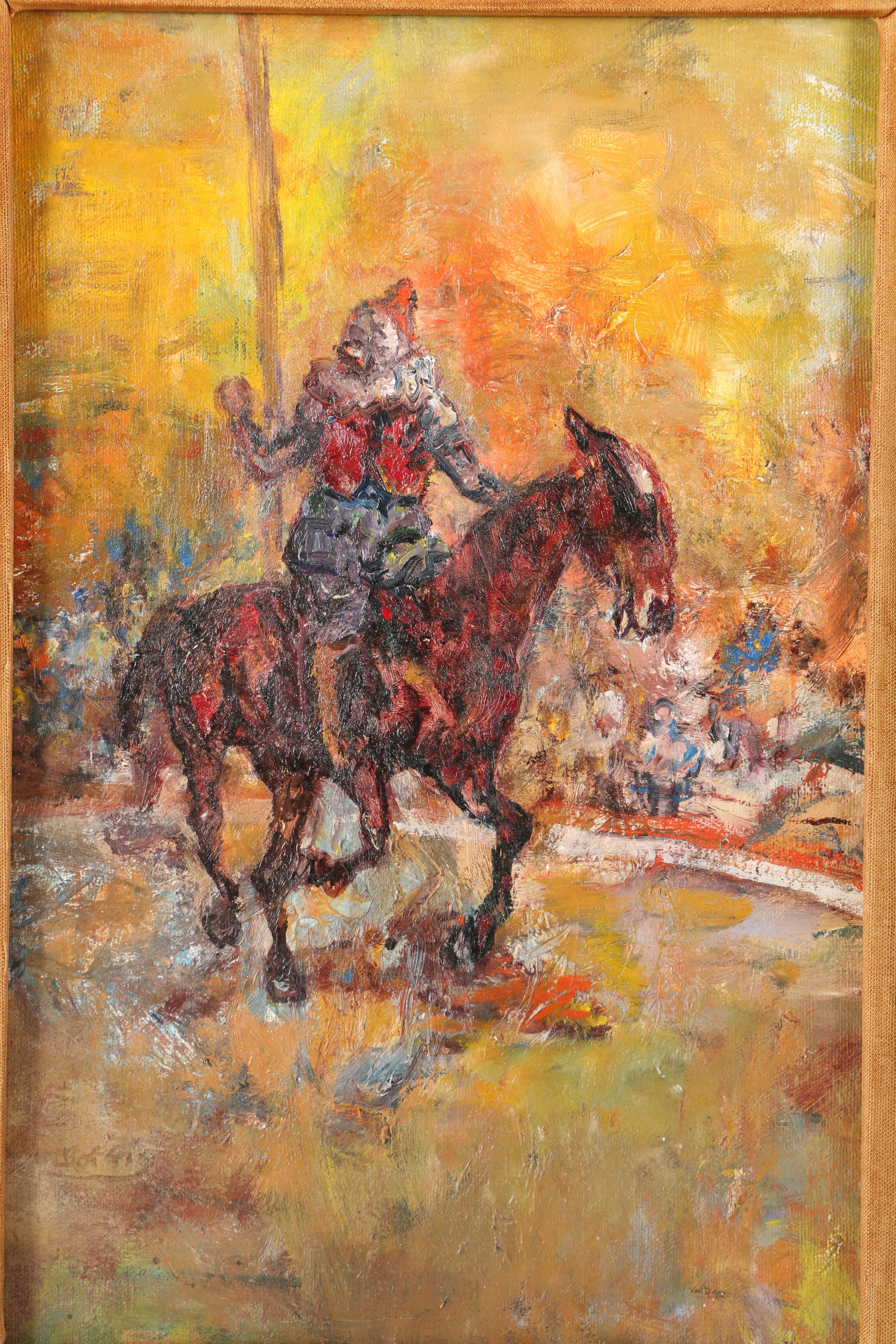 Henry Botkin Oil Painting on Canvas "Clown With Orange Wig"