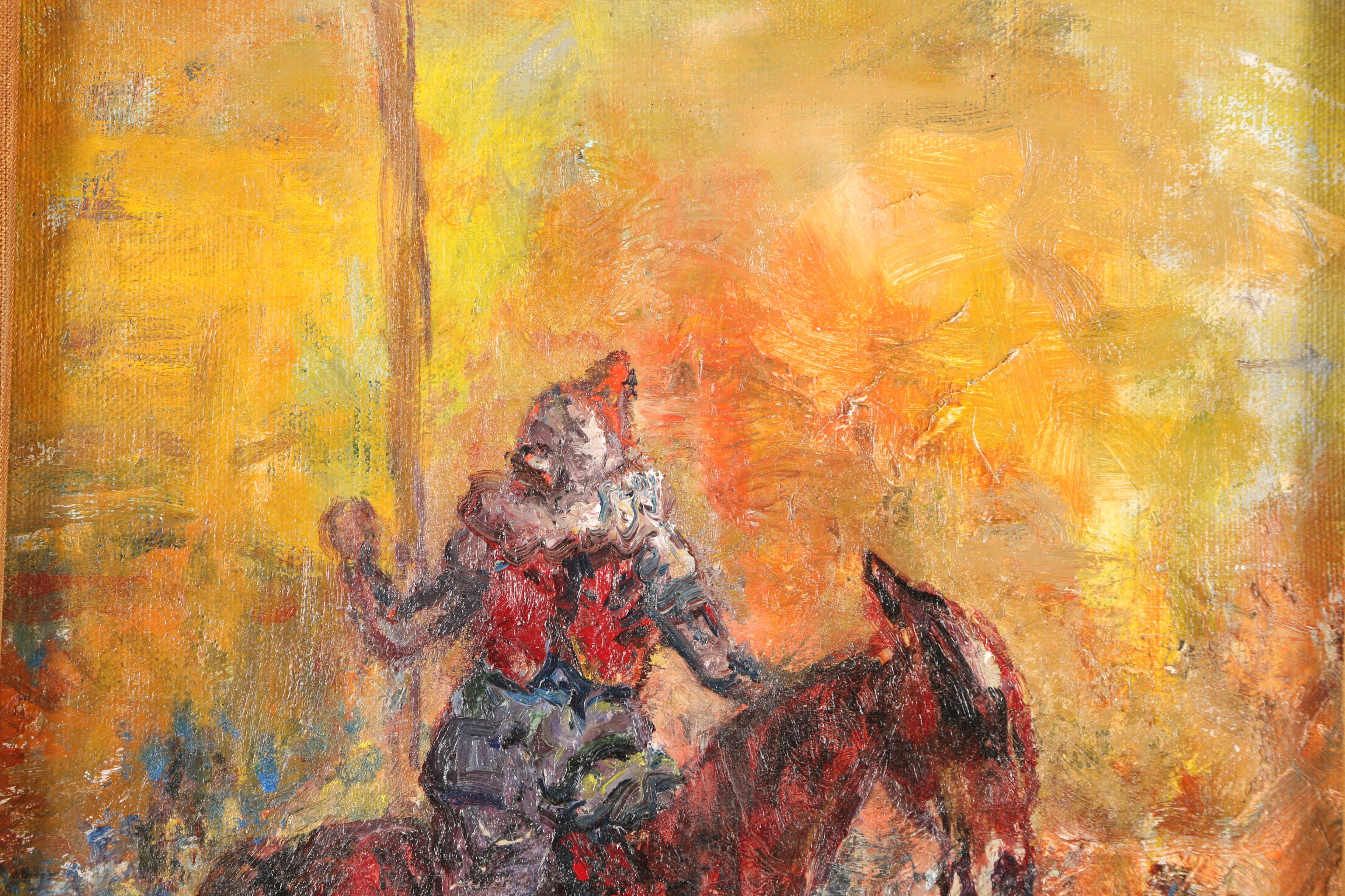 Henry Botkin Oil Painting on Canvas "Clown With Orange Wig"