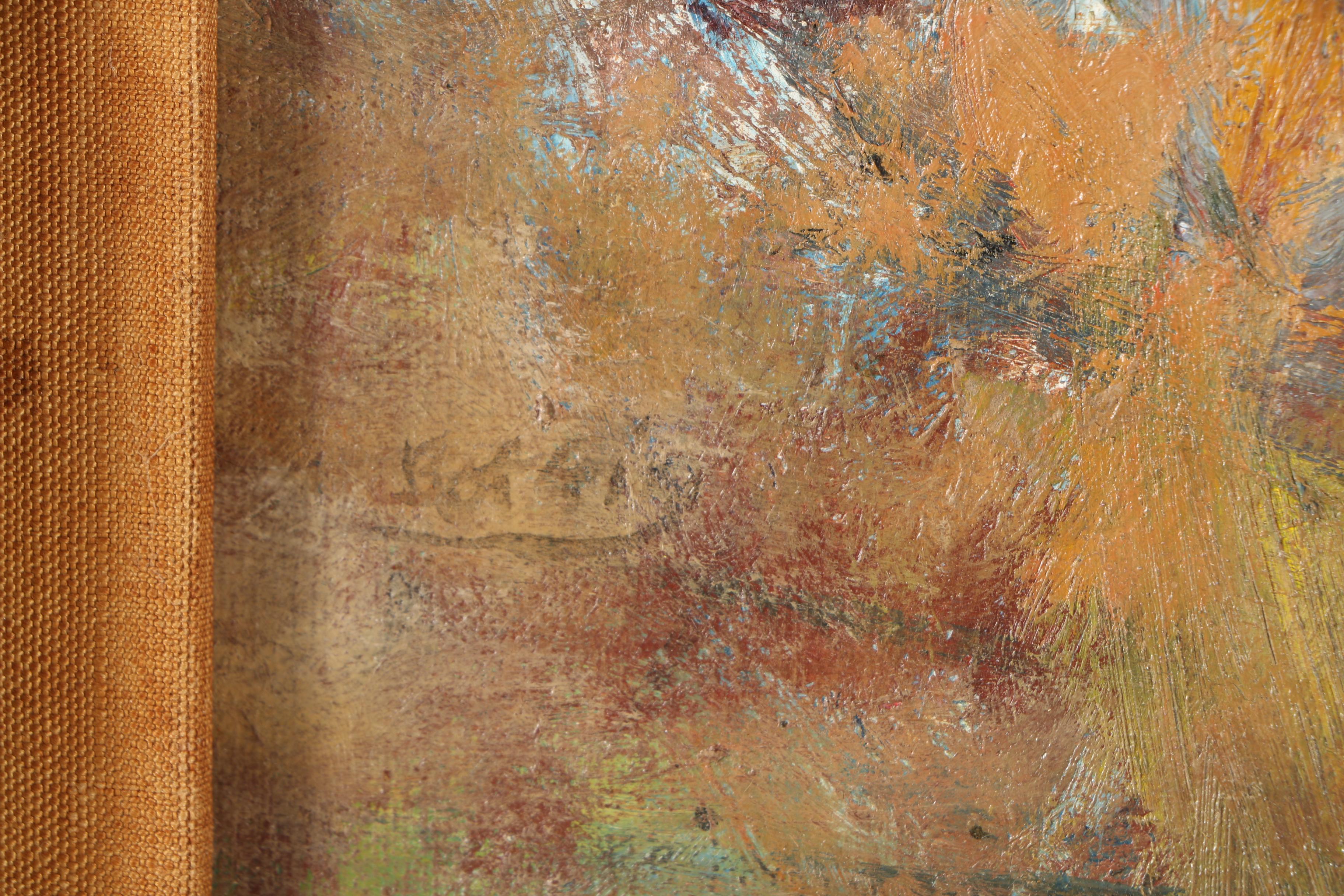 Henry Botkin Oil Painting on Canvas "Clown With Orange Wig"